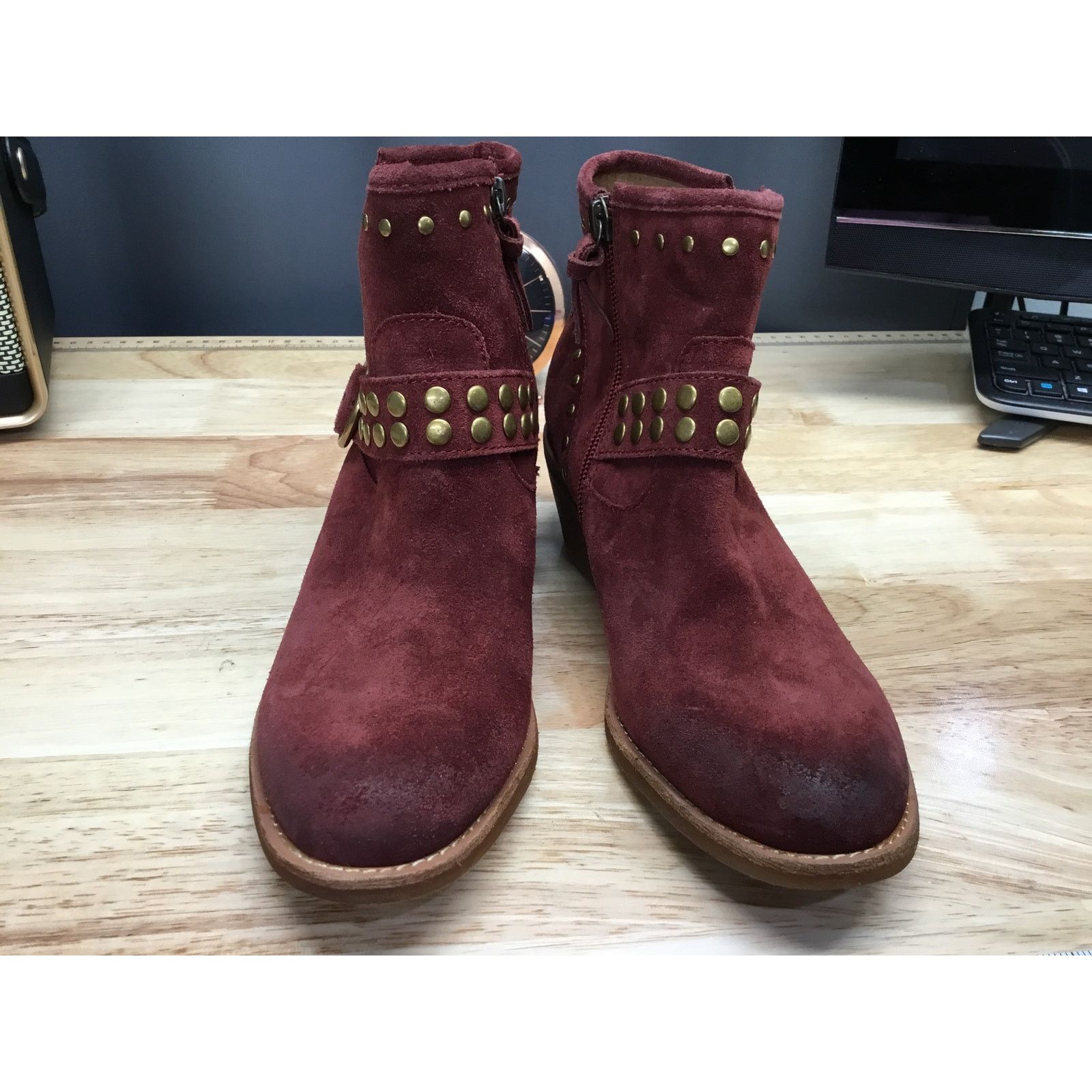 The Unbranded Brand Sofft Allene II Womens 6.5 Red Suede Ankle Strap Booties Size US 6.5 / IT 36.5 - 1 Thumbnail