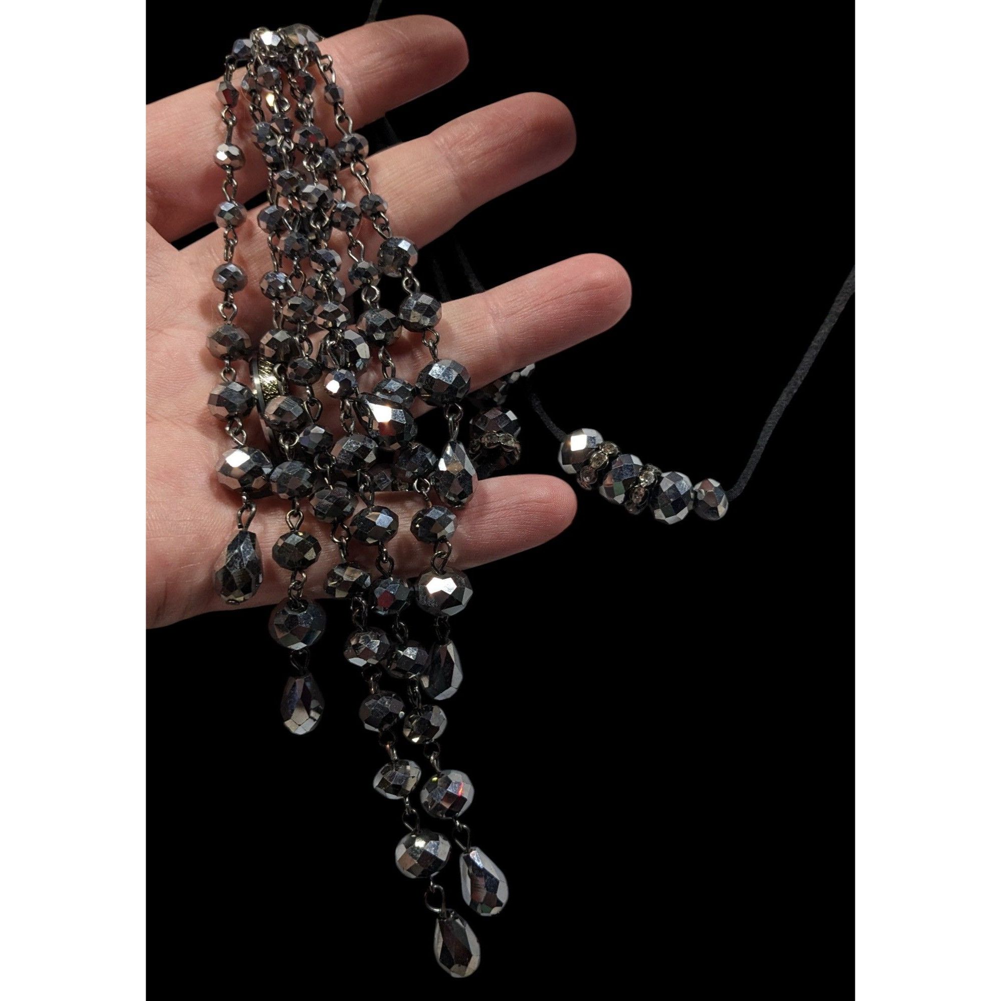 Other Glam Goth Mirror Finish Glass Beaded Tassel Necklace Size ONE SIZE - 6 Thumbnail