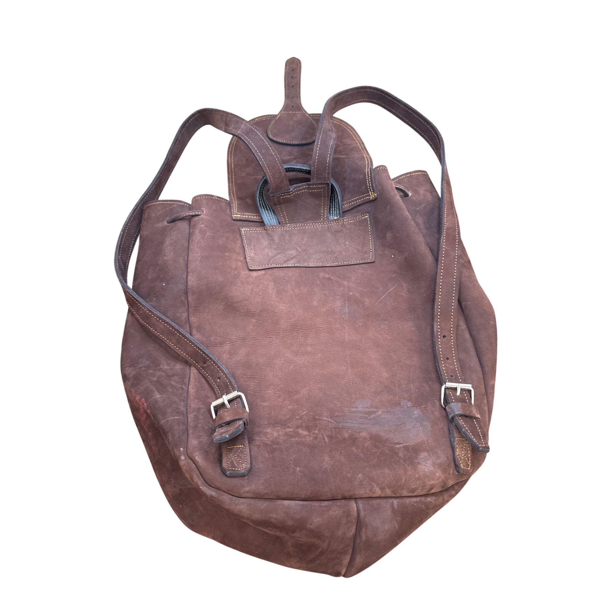 Designer Vintage Brown Leather Suede Backpack With Adjustable Straps Size ONE SIZE - 6 Thumbnail
