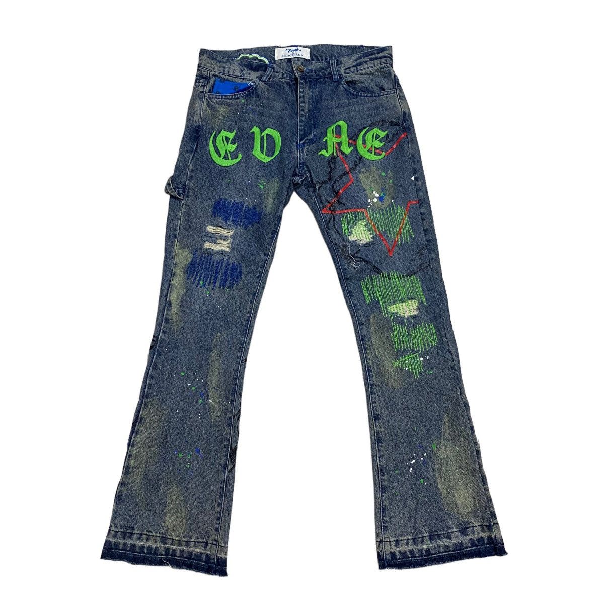 EVAE MOB X BLACK LUX PAINTING DENIM PANTS