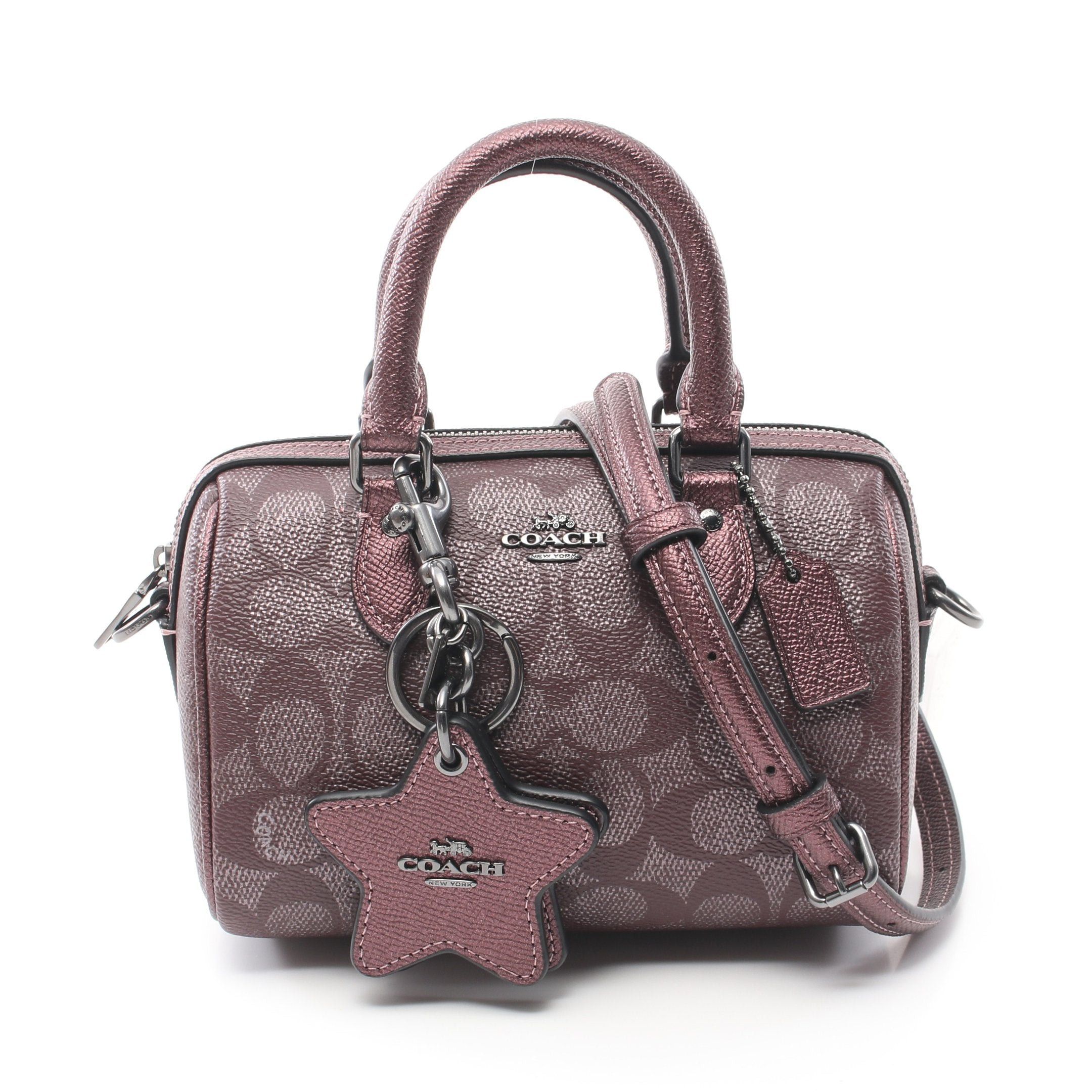 Coach Signature Mini Rowan Handbag Leather Bordeaux
