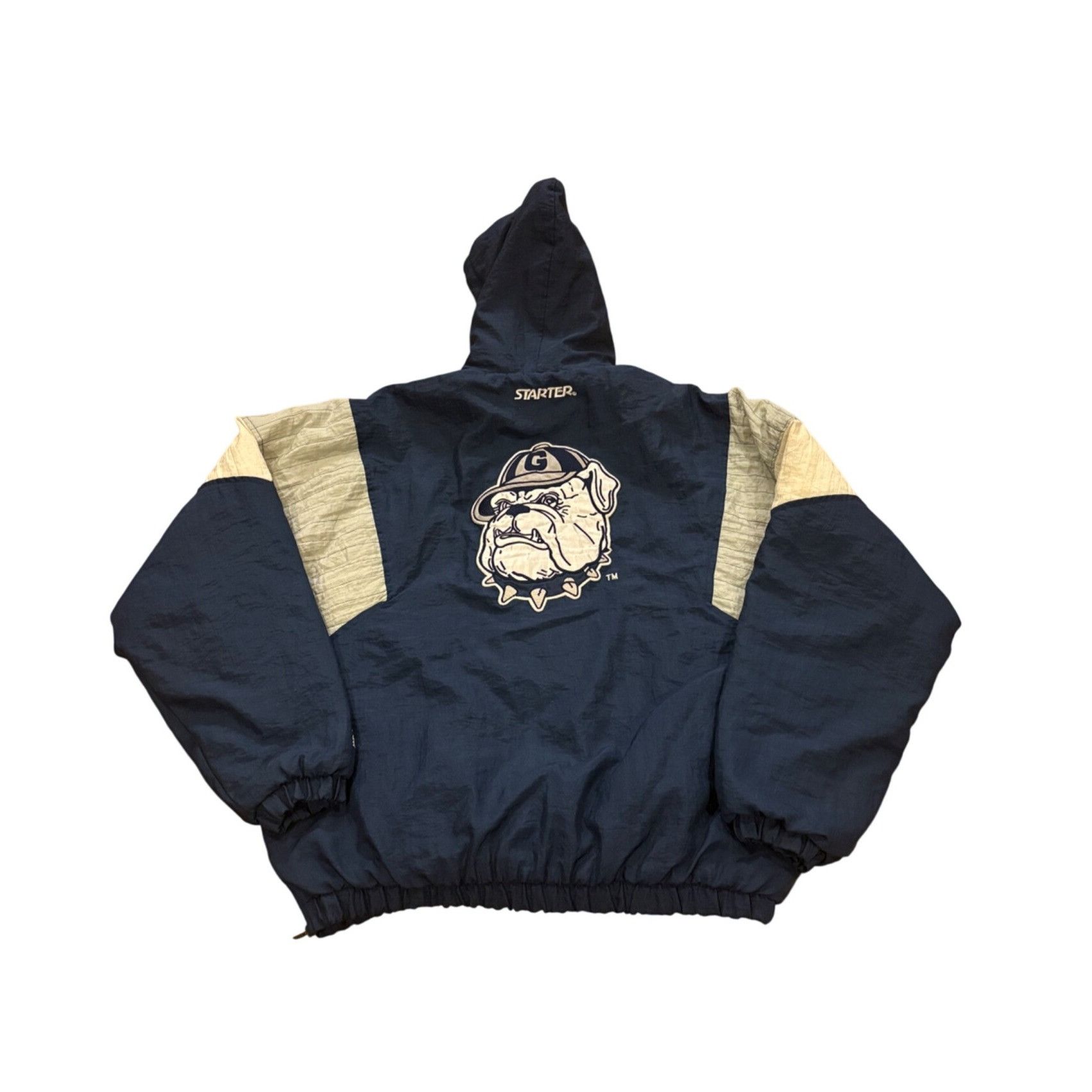 Starter Vintage 90's Starter Georgetown Hoyas 1/4 Zip Pullover Hoode Size US XL / EU 56 / 4 - 2 Thumbnail