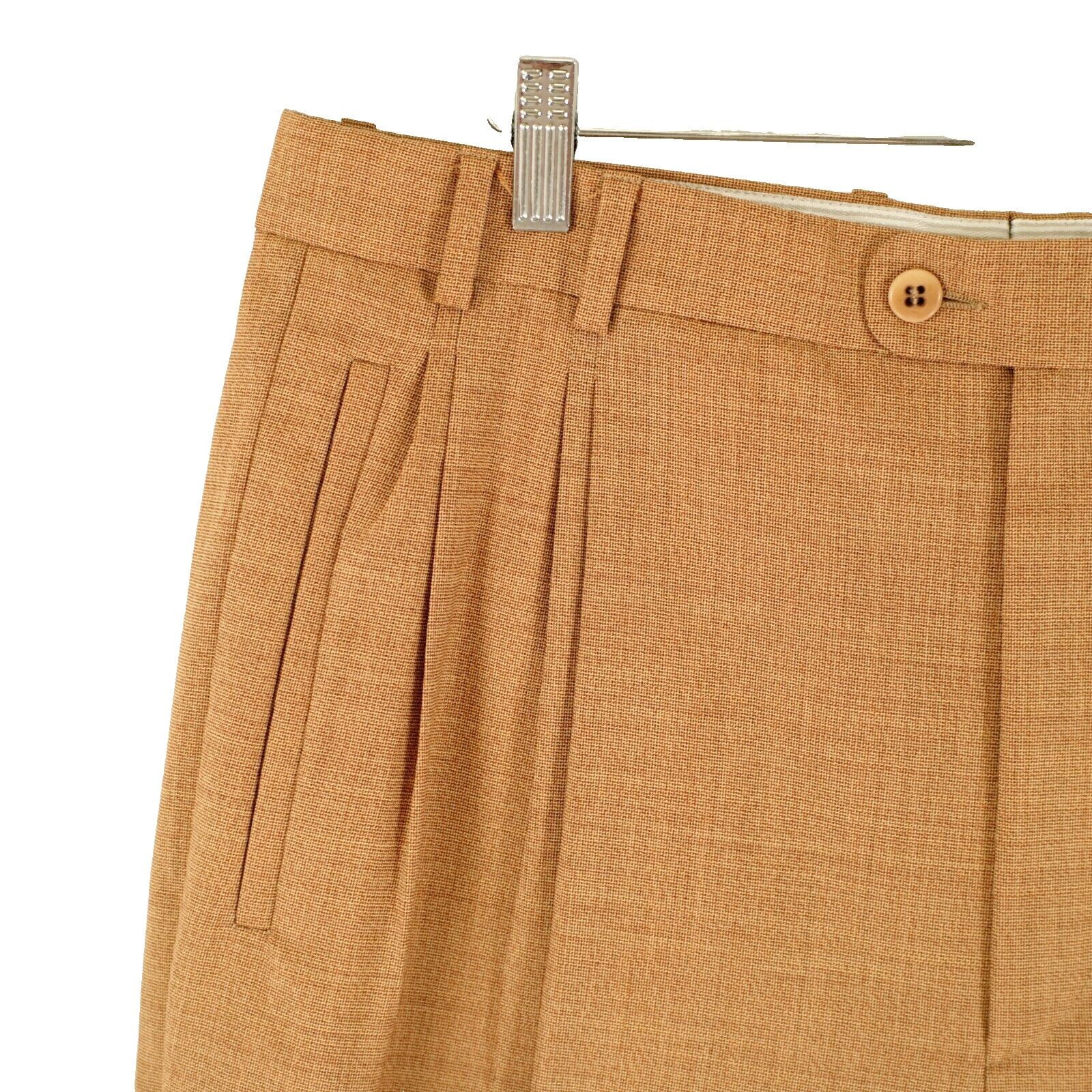 Zanella Zanella Jesse Textured Wool Basketweave Brown Pleated Cuffed Size 34R - 3 Thumbnail