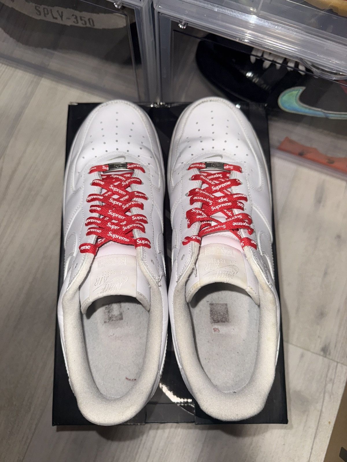 Nike × Supreme Nike Air Force 1 Low Supreme White Size US 12 / EU 45 - 6 Thumbnail
