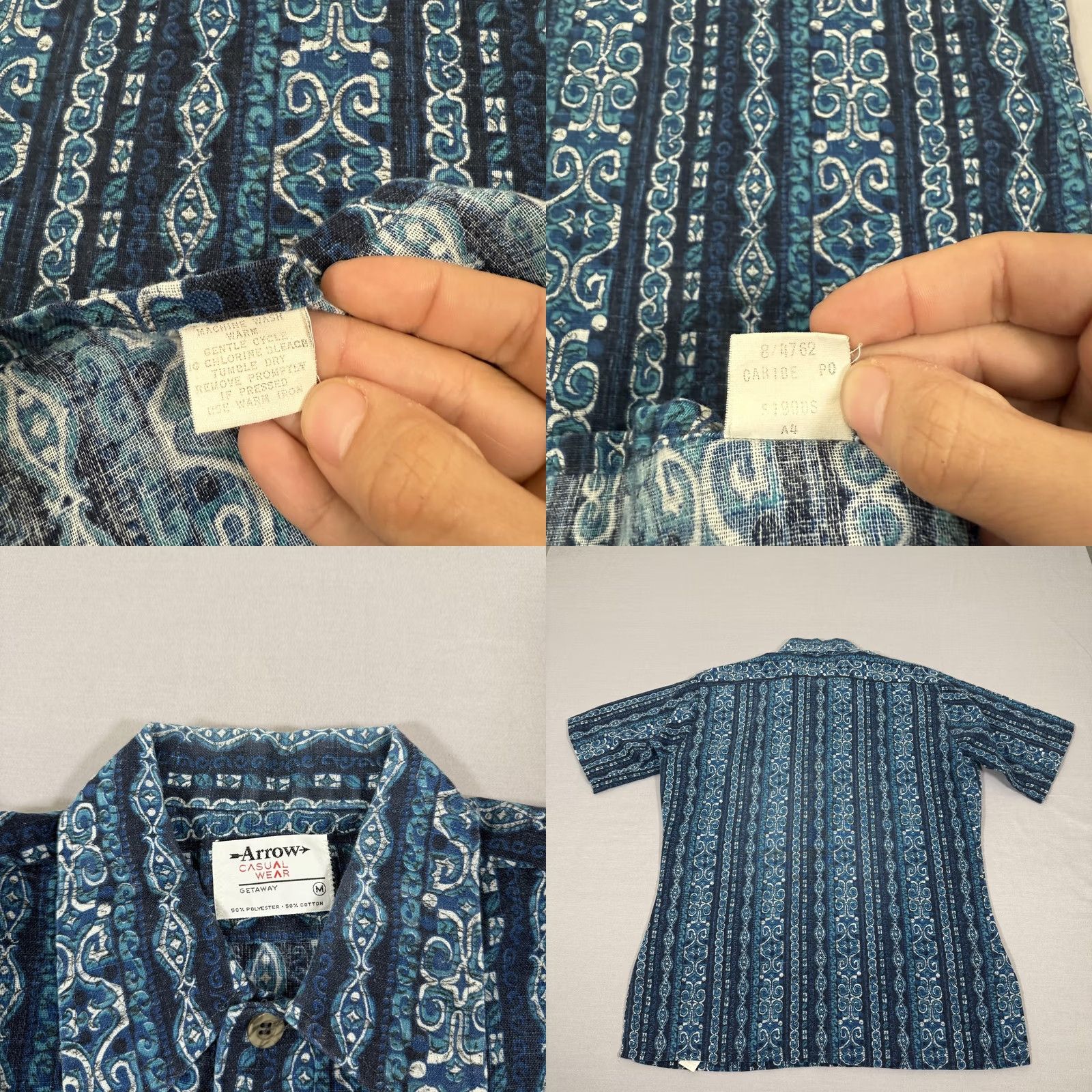 Arrow Vintage Arrow Striped Button-Up Shirt Mens Medium Blue Popover Size US M / EU 48-50 / 2 - 8 Thumbnail