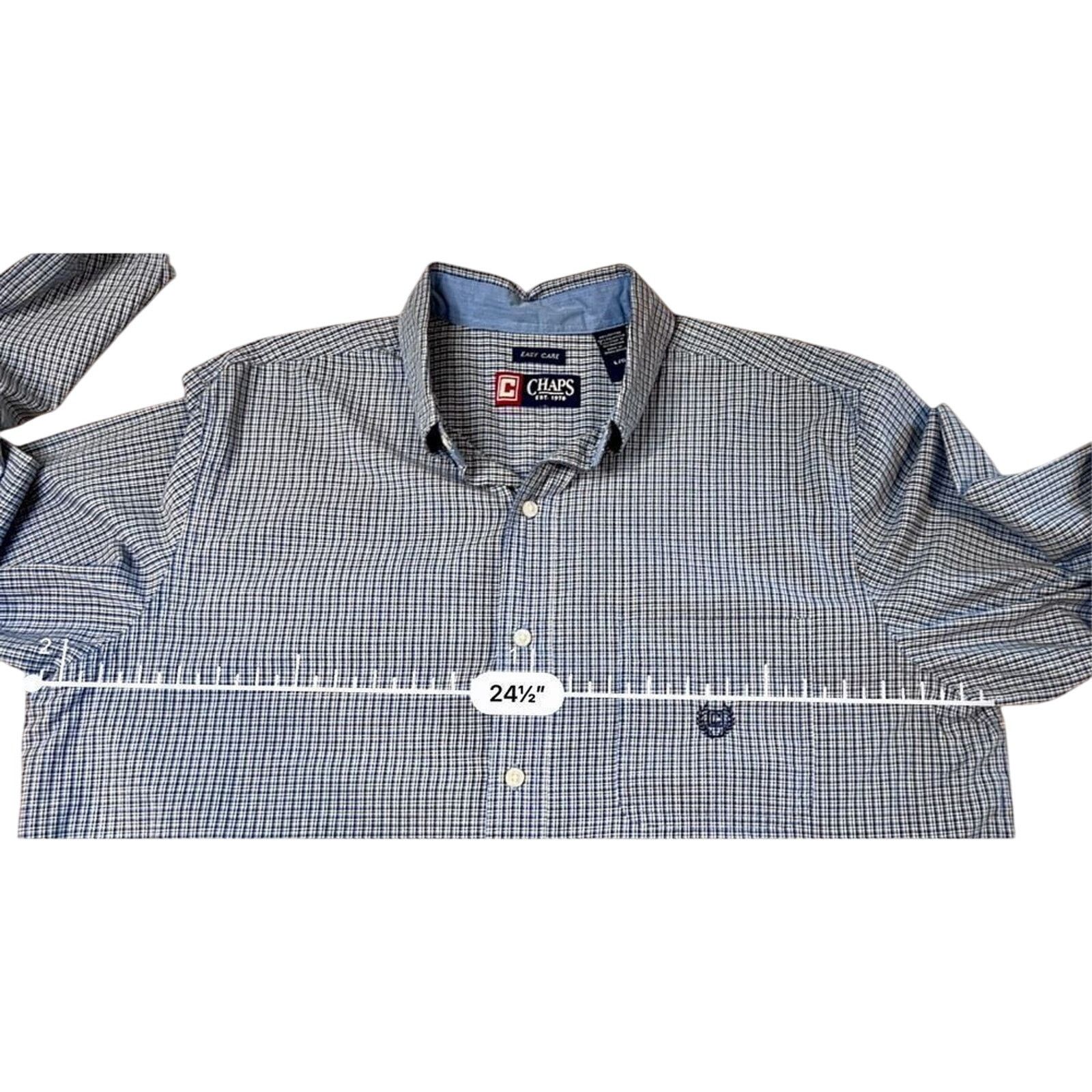 Chaps Chaps Blue Gingham Poplin Button Down Shirt LARGE Business Size US L / EU 52-54 / 3 - 6 Thumbnail