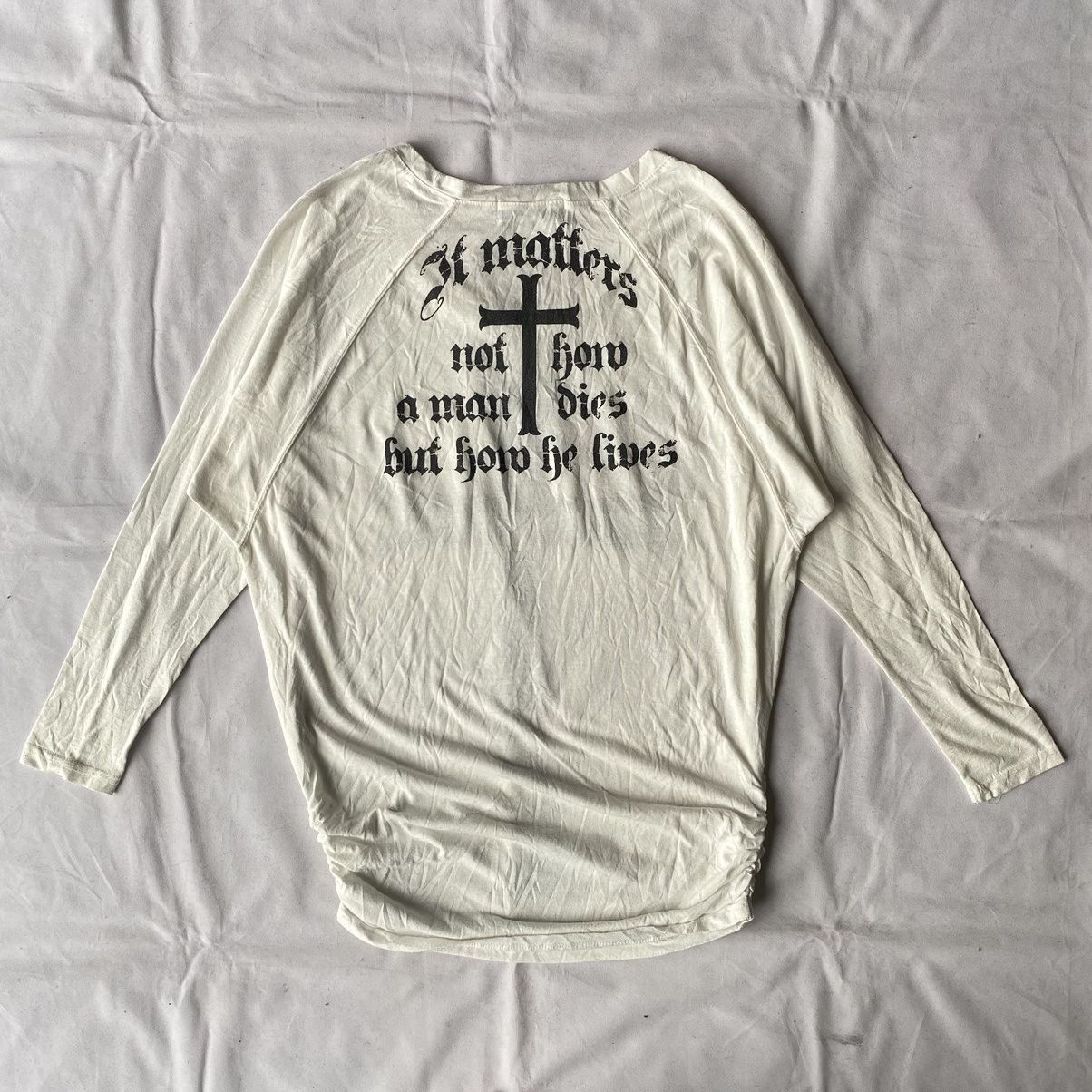 If Six Was Nine × Japanese Brand × Le Grande Bleu (L.G.B.) Y2K Edgy Gothic Grunge Cross “It Matters” Ruched Hem Tees Size L / US 10 / IT 46 - 12 Thumbnail