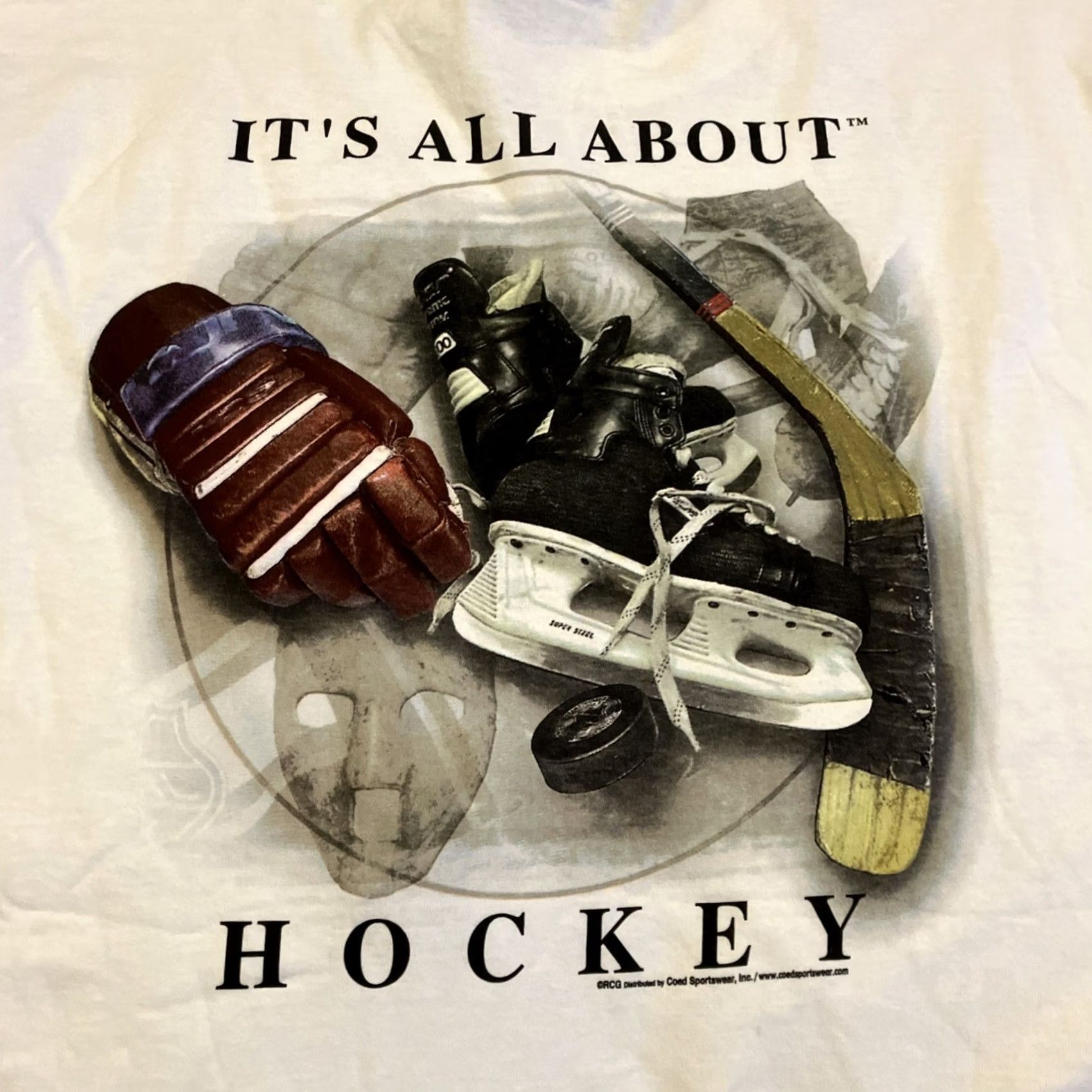 Delta VINTAGE Delta It's All About Hockey Double-Sided T-Shirt XL White Men Size US XL / EU 56 / 4 - 6 Thumbnail