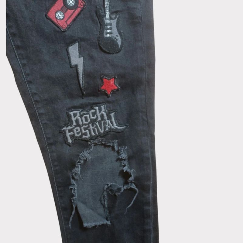 Other Only czarne damskie jeansy skinny naszywkami rock 2934 Size 29" - 2 Thumbnail