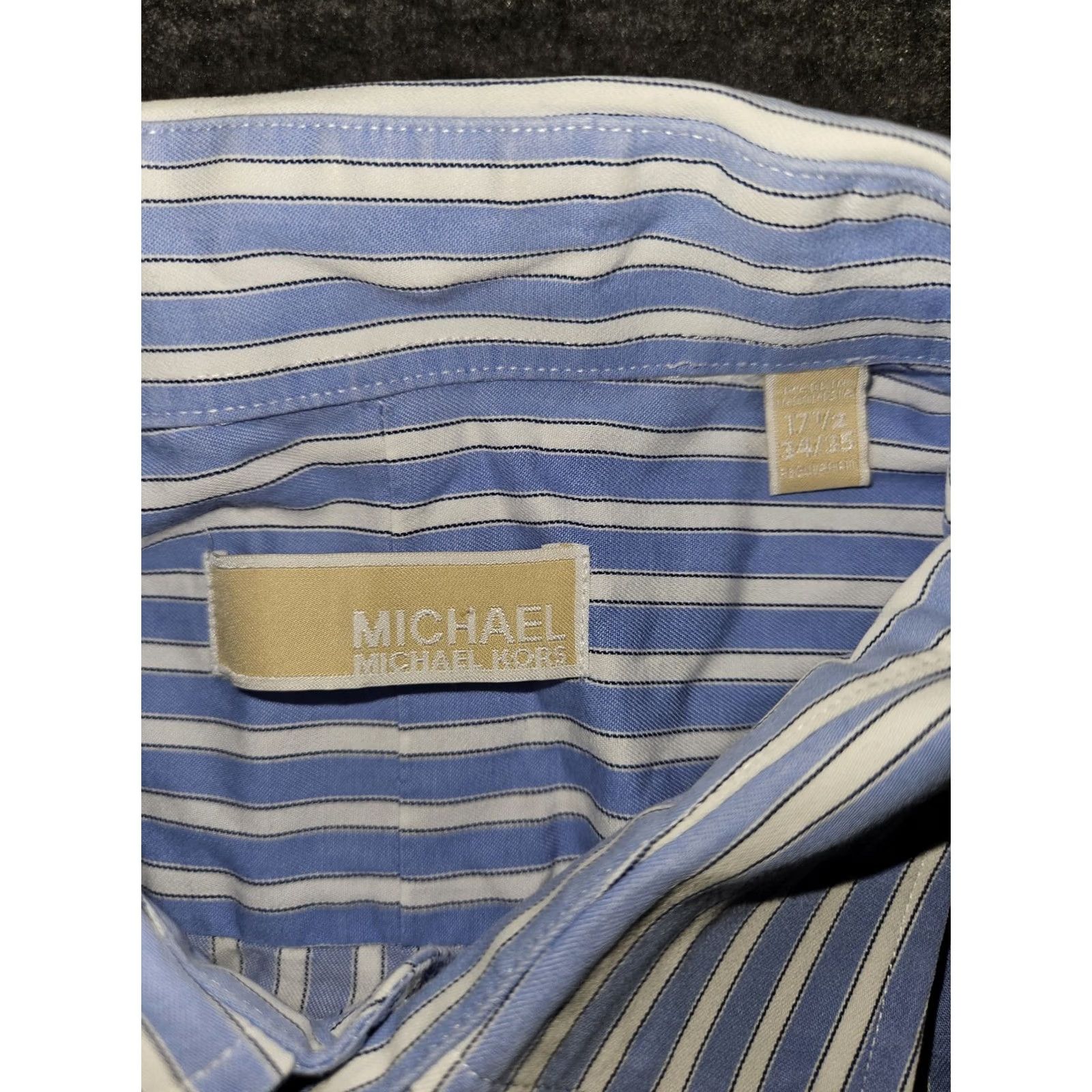 Michael Kors VINTAGE Michael Kors Button-Up Shirt Mens 17 1/2-34/35 Blue Long Sleeve Striped Preppy Size US XXL / EU 58 / 5 - 2 Thumbnail
