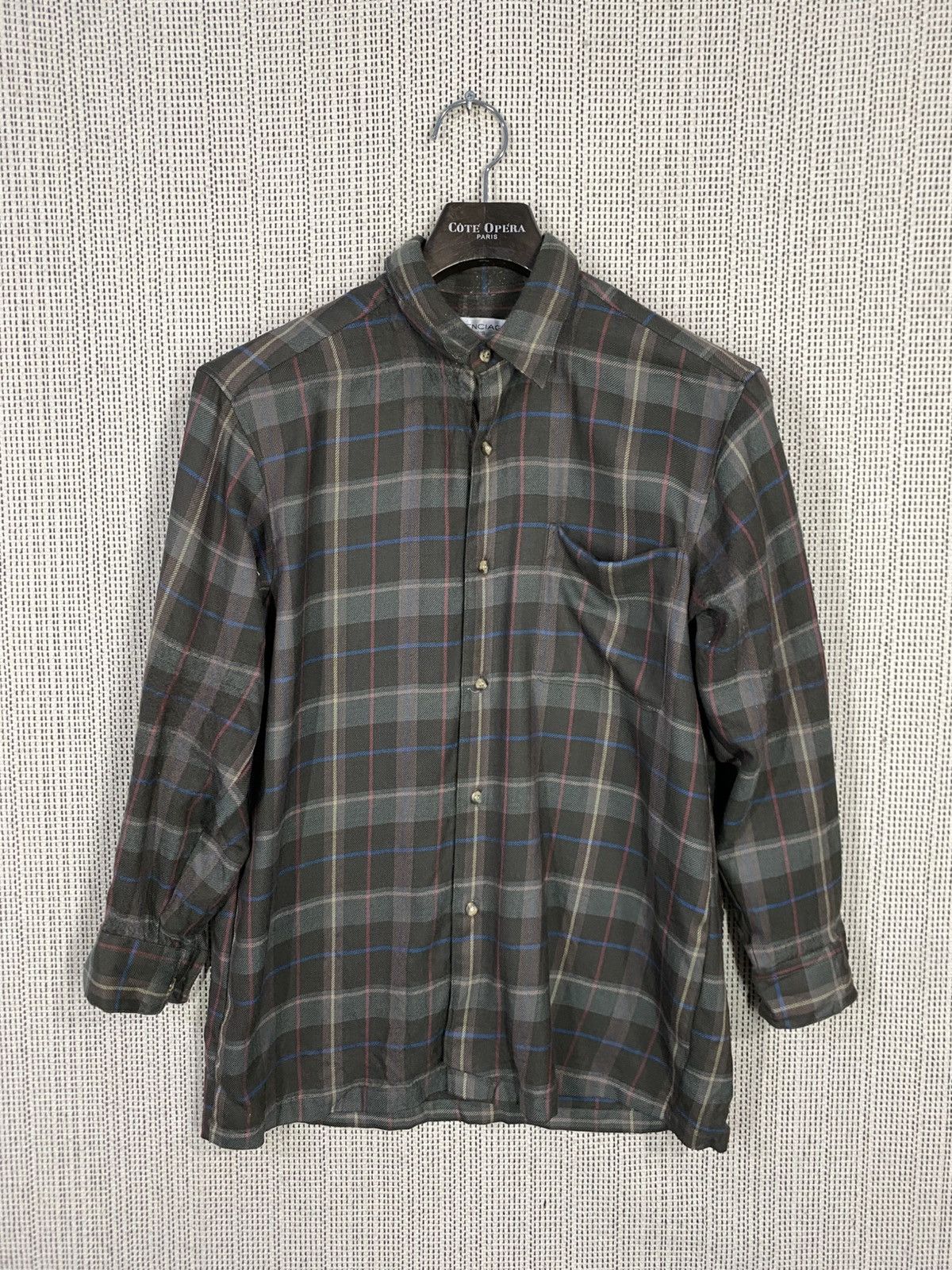 Balenciaga Vintage 90s balenciaga woolshirt button check hard to find Size US M / EU 48-50 / 2 - 1 Thumbnail