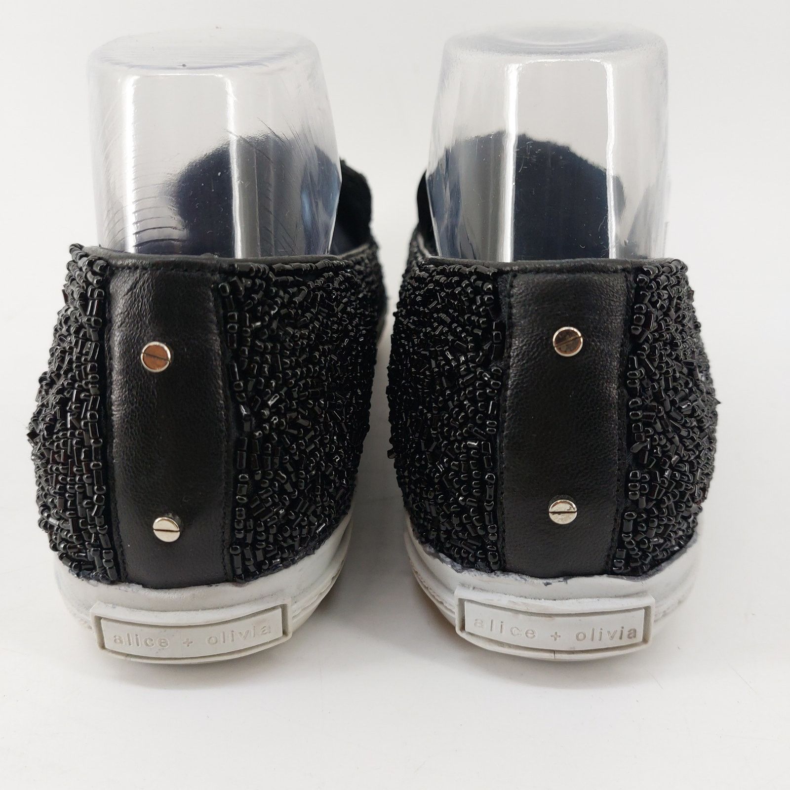 Alice + Olivia Alice + Olivia Beaded Sneaker Shoe Black Leather Point Toe Size US 9 / IT 39 - 10 Thumbnail
