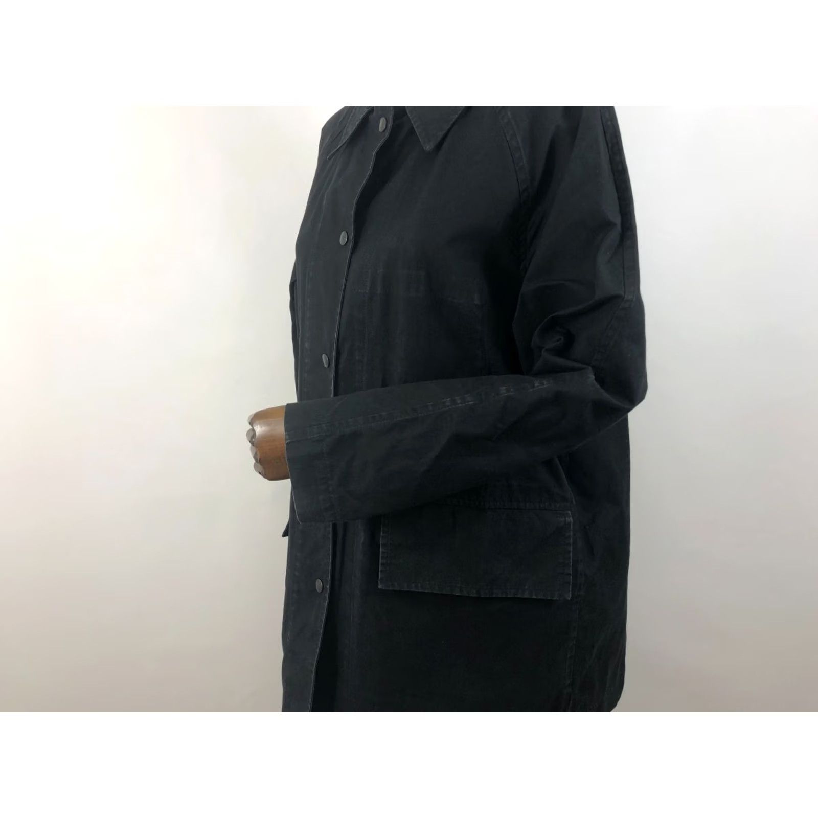 Margaret Howell Margaret Howell Coat Trench Cotton Women's L Black Regular Size Mid-Length Button Front Snap Front Pocket Coat Size L / US 10 / IT 46 - 6 Thumbnail