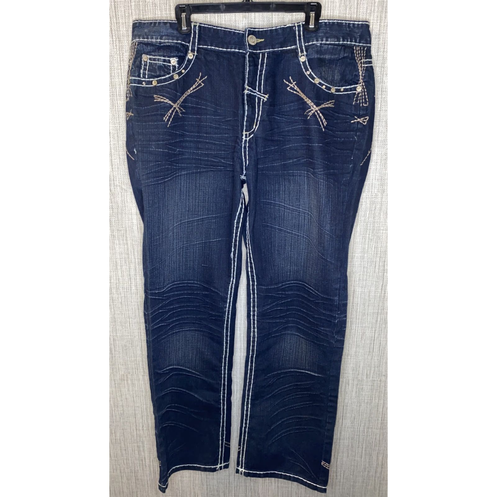 Vintage Grand Royale USA Mens Denim Jeans Size 42 Inseam 33 Blue Cotton Regular Fit Size US 42 / EU 58 - 2 Thumbnail
