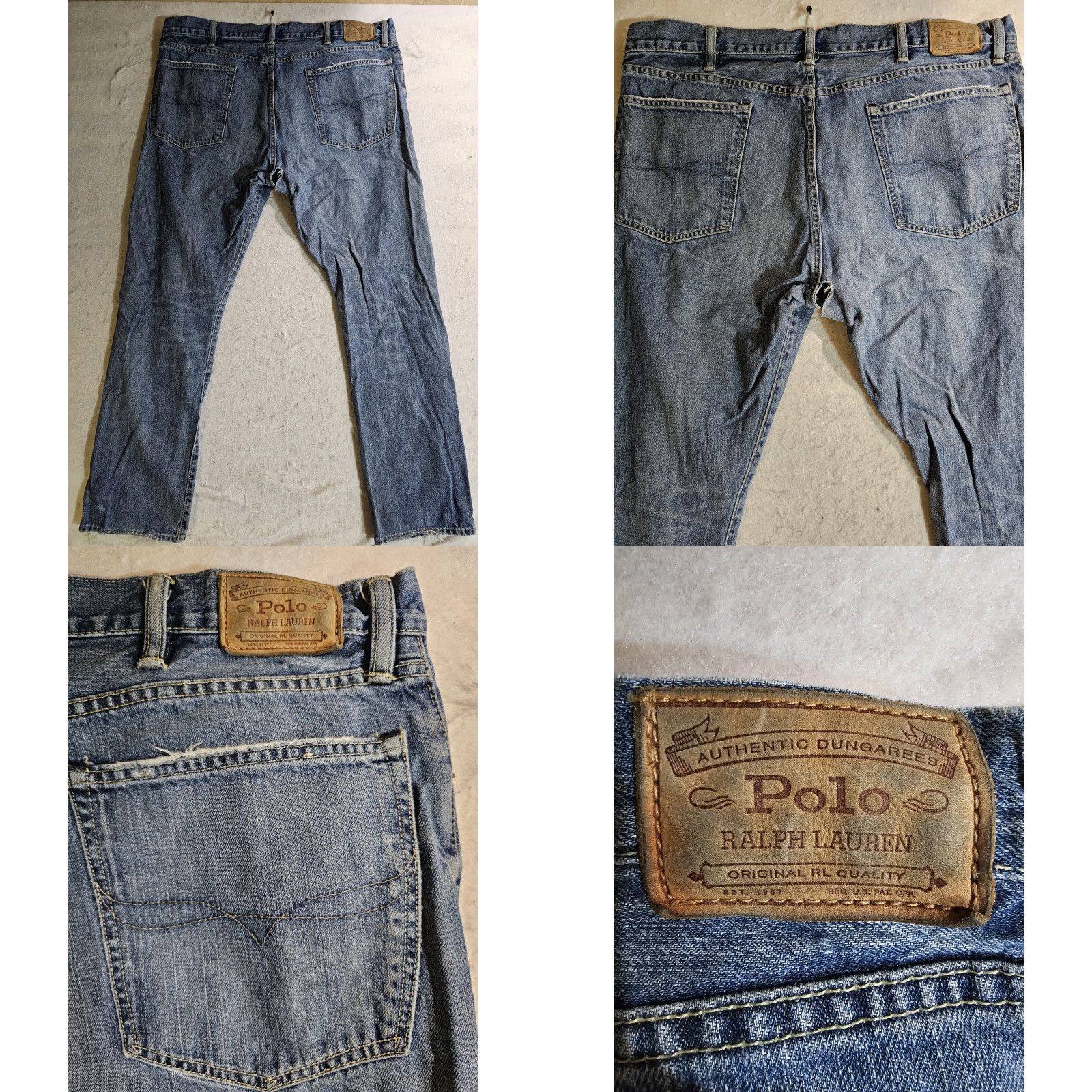 Polo Ralph Lauren VINTAGE Polo Ralph Lauren Jeans Dungarees RL Mens 40x32 Blue Cotton Denim 90s USA Mens Size US L / EU 52-54 / 3 - 8 Thumbnail