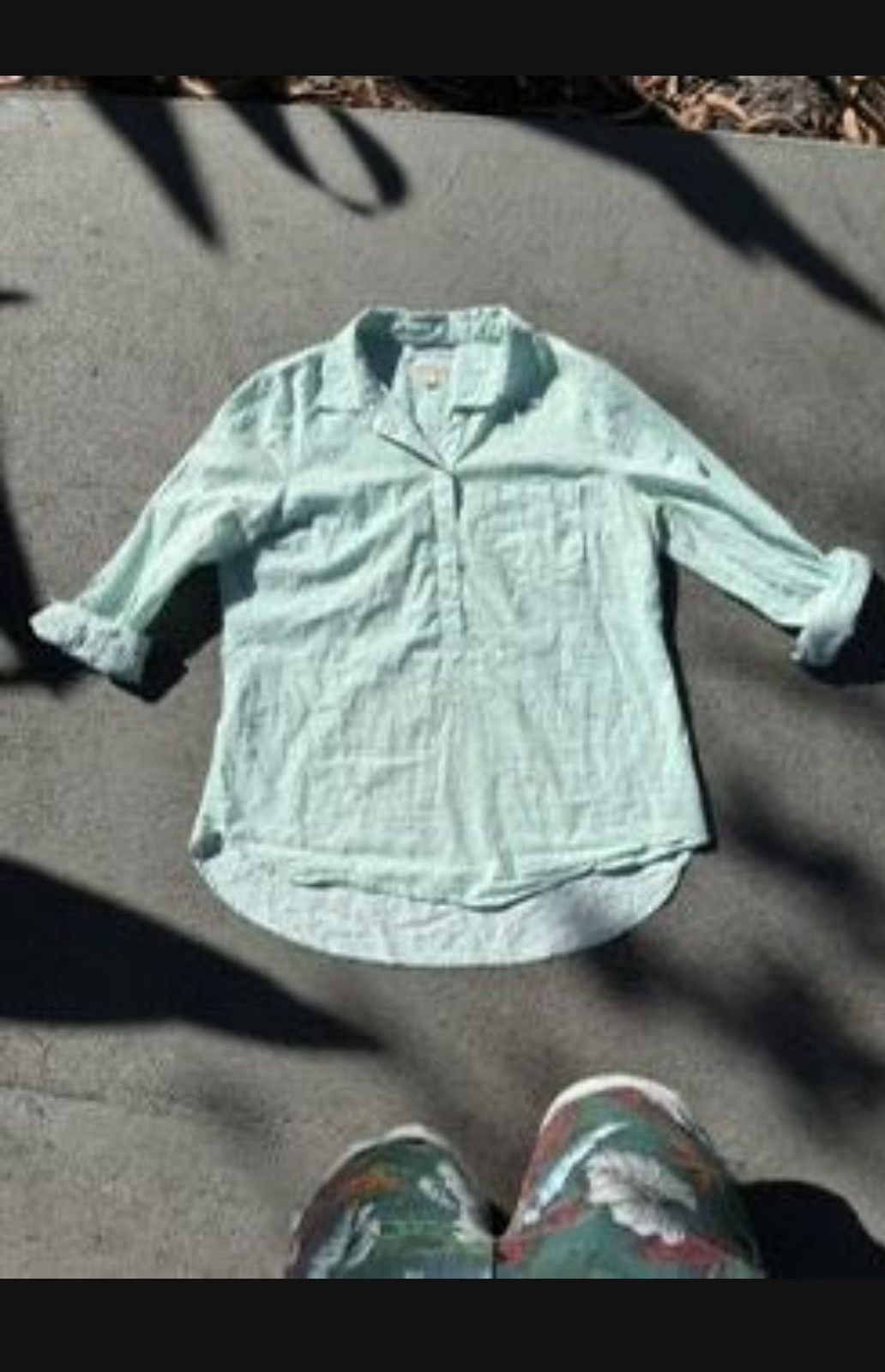 Merona Merona Green Linen Fish Print Button-Up Small Size US S / EU 44-46 / 1 - 3 Thumbnail