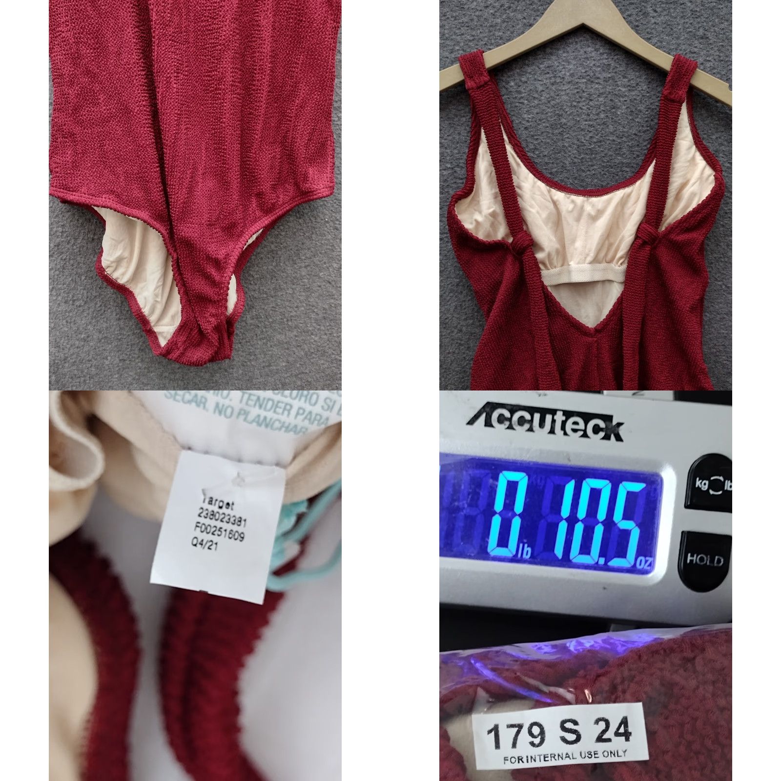 Vintage Kona Sol One Piece Swimsuit M Burgundy Red Square Neckline Beach Womens Size ONE SIZE - 8 Thumbnail