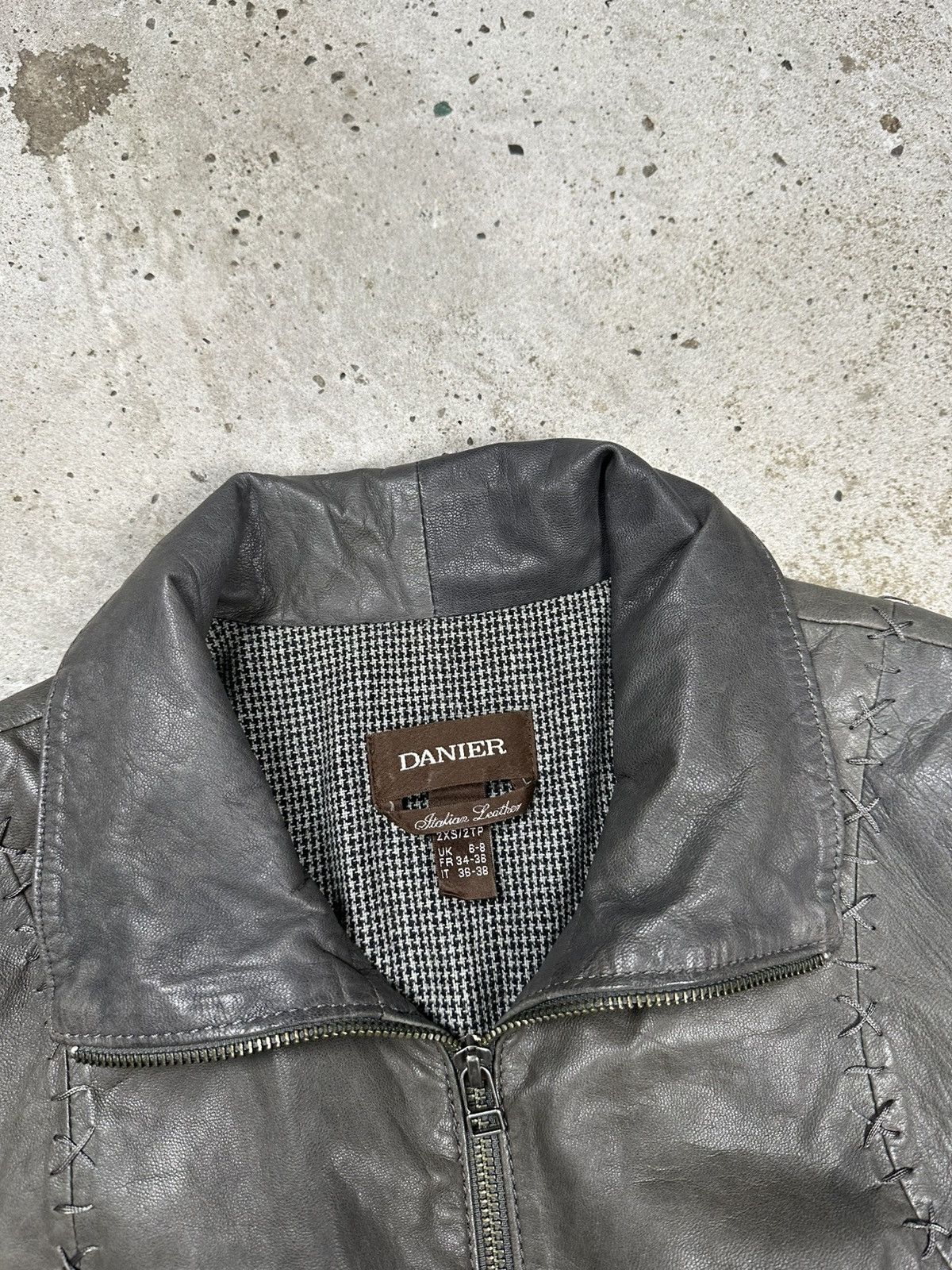 Japanese Brand Vintage Y2K Gray Genuine Leather Biker Moto Style Jacket Size XS / US 0-2 / IT 36-38 - 9 Thumbnail