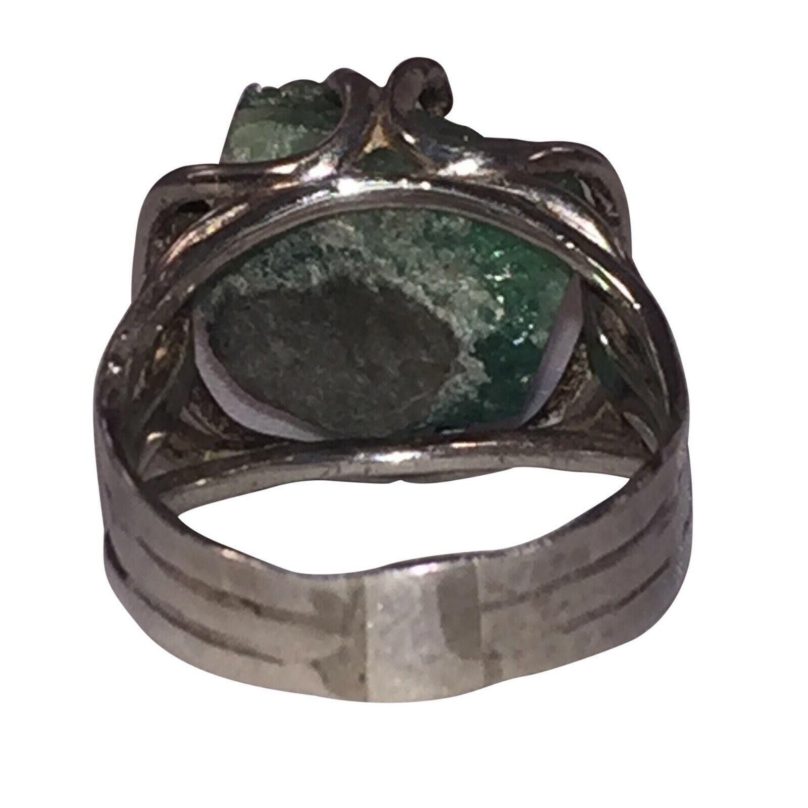 Handmade Hand Made Sterling Emerald Nugget Ring Size ONE SIZE - 4 Thumbnail