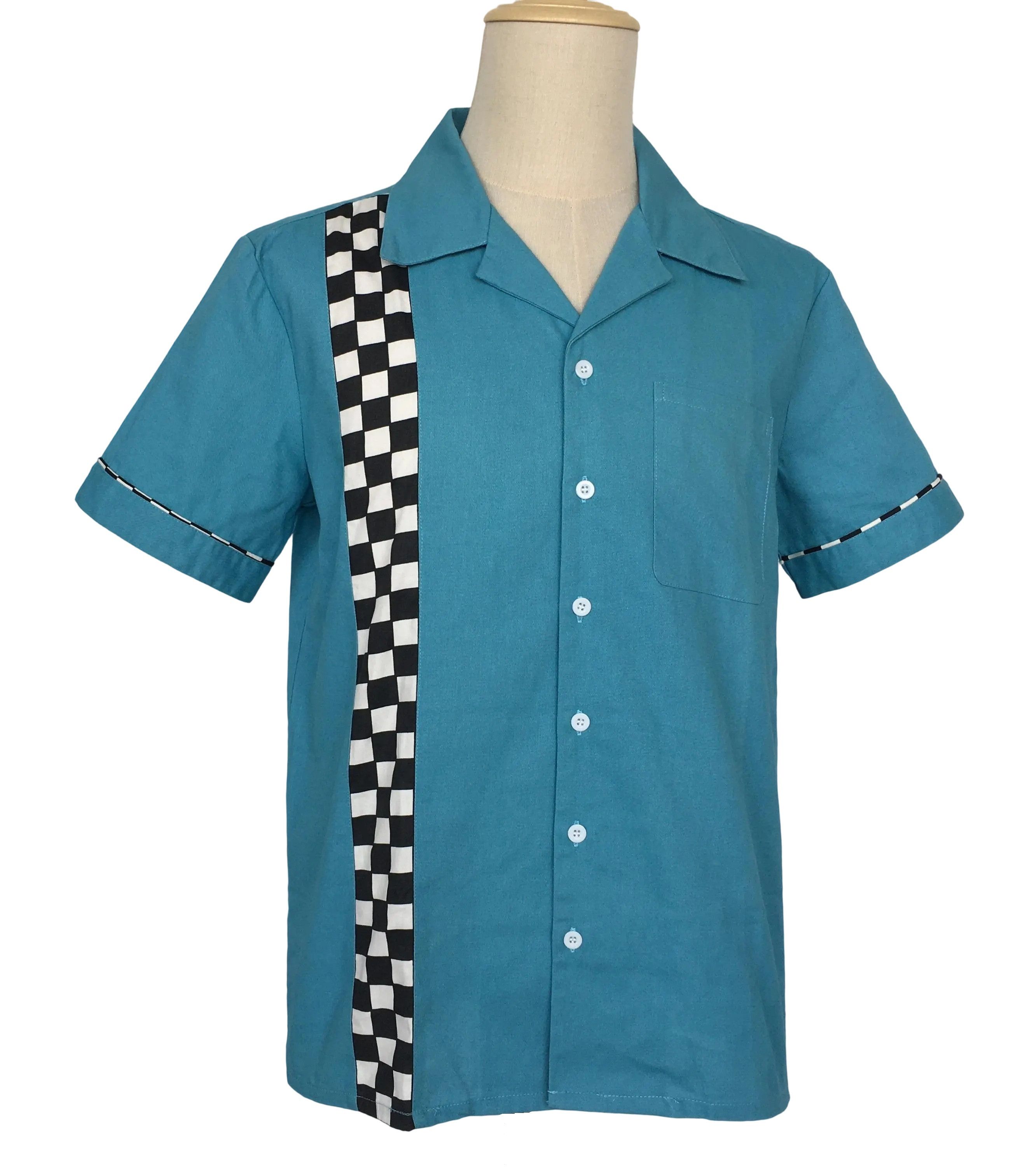 Other Mosaic Panel,Bowling Shirts,Retro Style,Men Shirts Blue Size US XXL / EU 58 / 5 - 2 Thumbnail