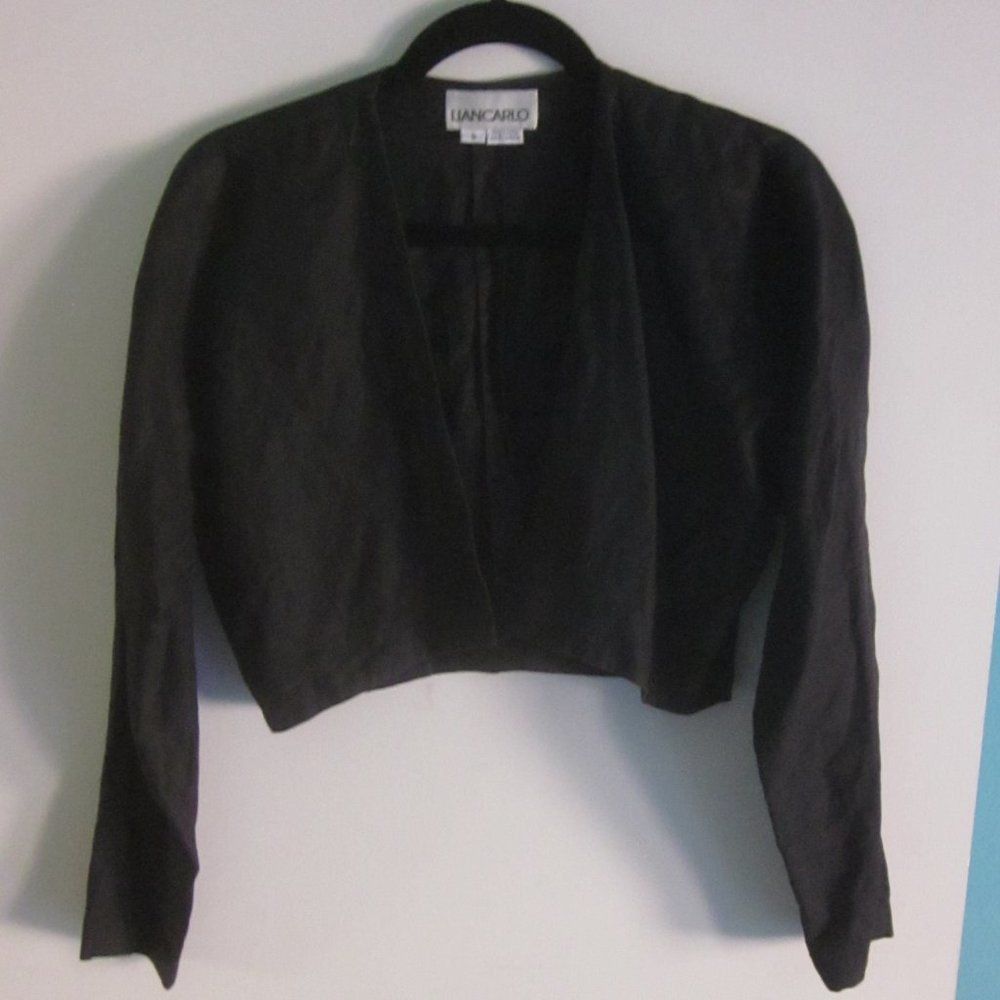 Other Liancarlo Designer Black Linen Shrug Jacket Size 6 Size S / US 4 / IT 40 - 1 Thumbnail