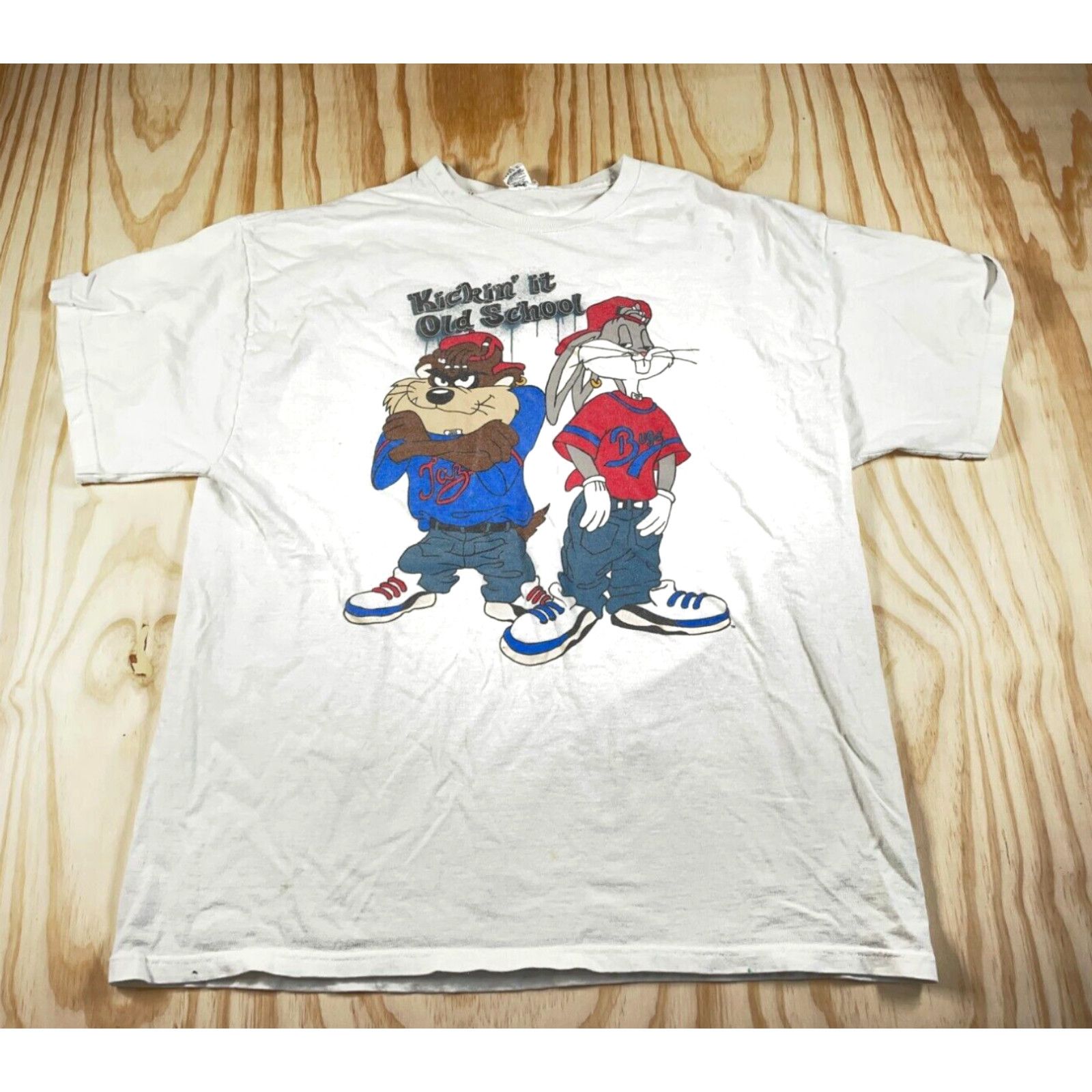 image of Delta VTG Looney Tunes Bugs Bunny Taz T-Shirt Adult XL White Kriss Kross Old School, Men's