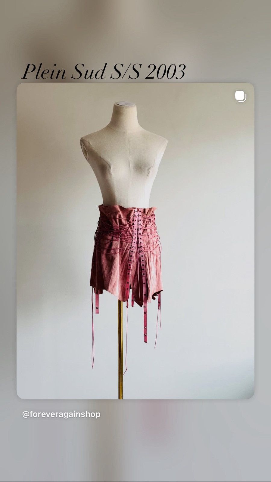 plein sud Vintage Plein Sud pink suede laced bondage skirt S/S 2003 Size 28" / US 6 / IT 42 - 1 Thumbnail
