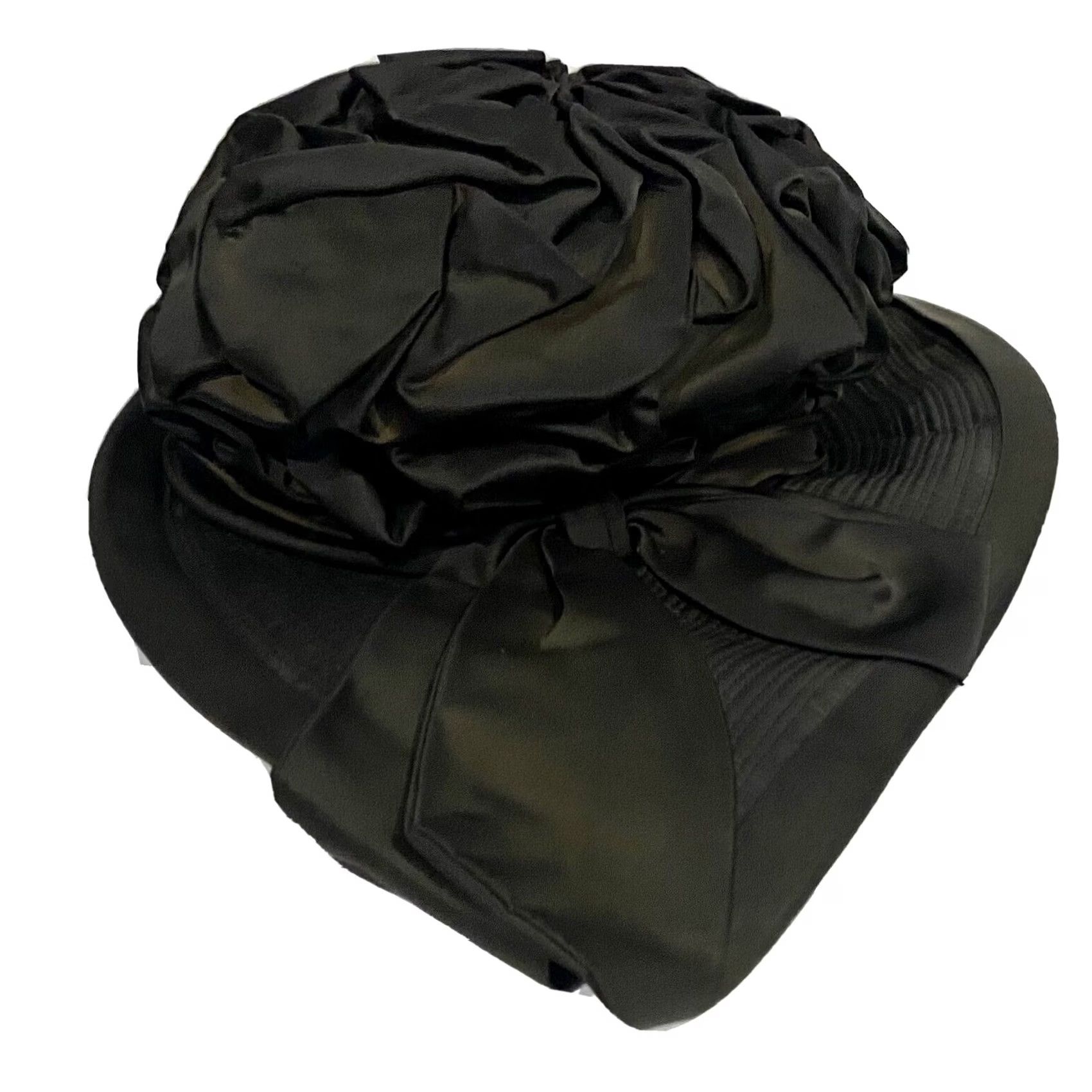 Vintage VINTAGE Charo Hat 1950s Women’s Dark Green Satin Bow Size ONE SIZE - 4 Thumbnail
