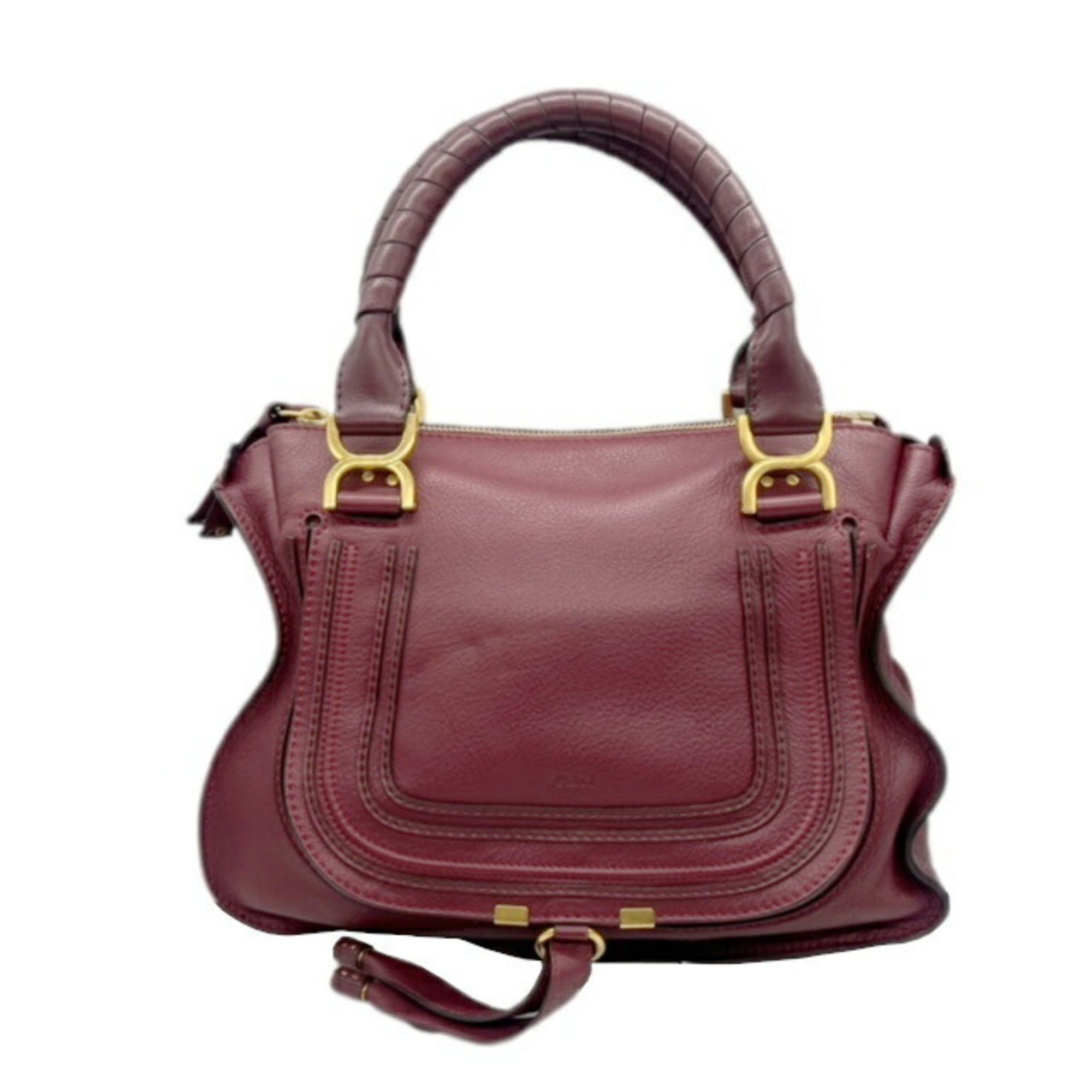 image of Chloé Chloe Handbag Mercy Leather Bordeaux Wine Red Ladies, Women's