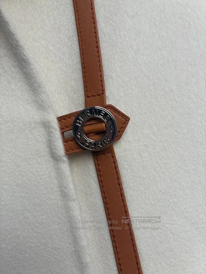 Hermes Hermes Ivory cashmere coat, 100% cashmere, leather button Size XXS / US 00 / IT 34 - 5 Thumbnail