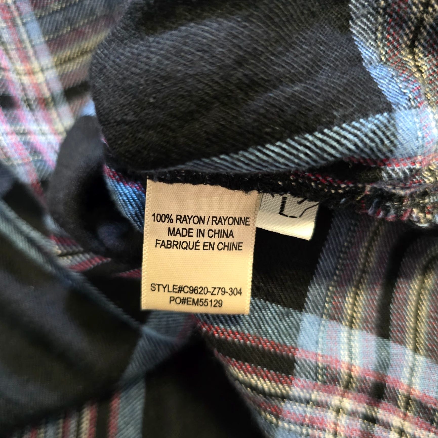 CLOT Cloth Stone Top Womens Large Black Blue Plaid Flannel Casual Button Collar Long Sleeve Lightweight Regular Size L / US 10 / IT 46 - 7 Thumbnail