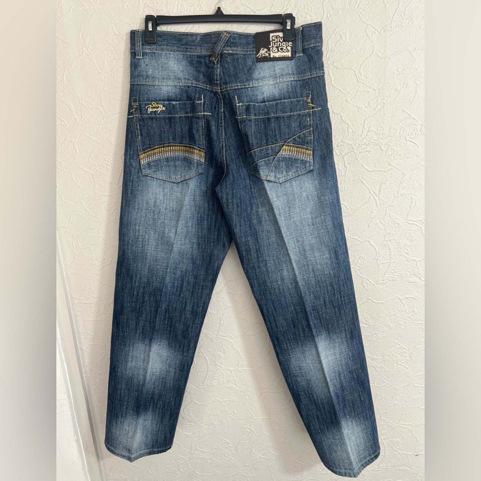Jungles 5ive Jungle Jeans Mens 36x32 Wide Leg Embroidered Y2K Skater Size US 36 / EU 52 - 2 Thumbnail