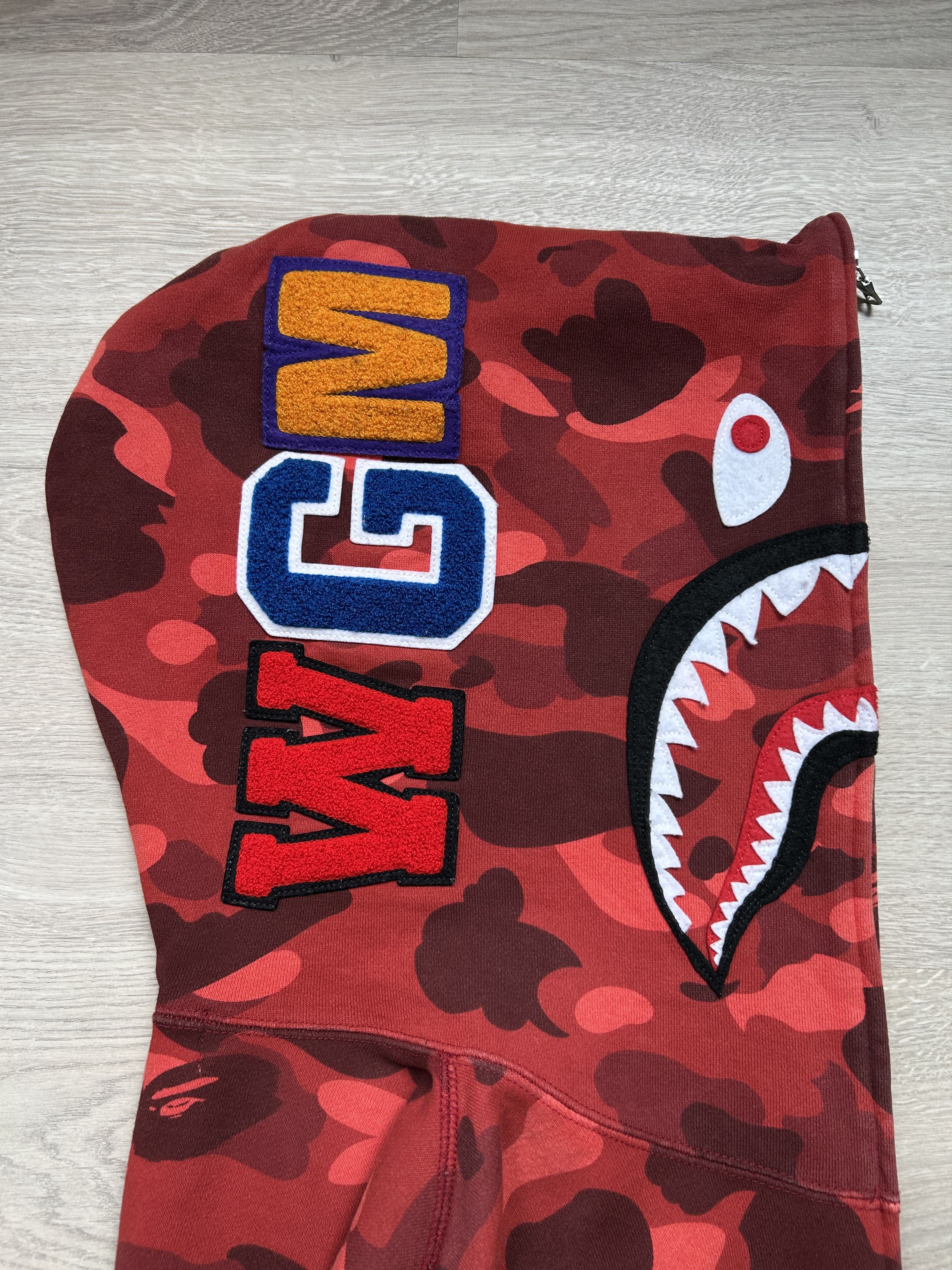 Bape BAPE Red Camo Shark Full Zip Hoodie [Size XL] Size US XL / EU 56 / 4 - 4 Thumbnail