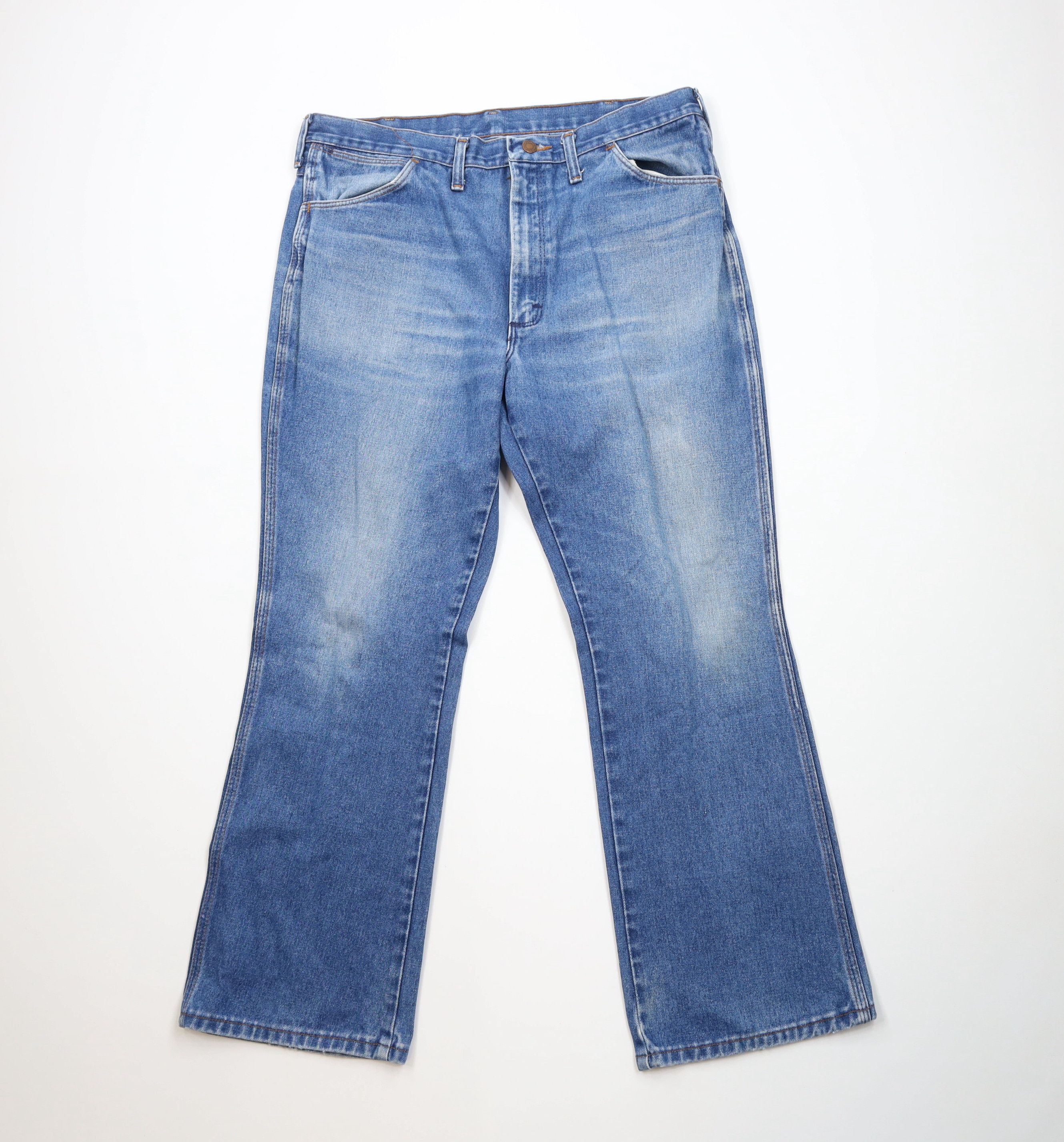 Wrangler Vintage 70s 80s Wrangler Wide Leg Denim Jeans Blue USA Size US 38 / EU 54 - 1 Thumbnail