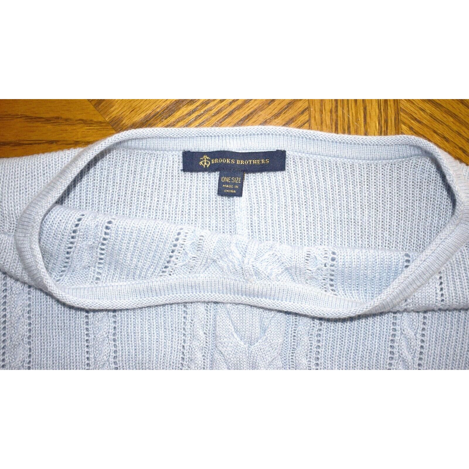 Brooks Brothers BROOKS BROTHERS Blue Wool Cable Knit Poncho Sweater ONE SIZE Size ONE SIZE - 4 Thumbnail