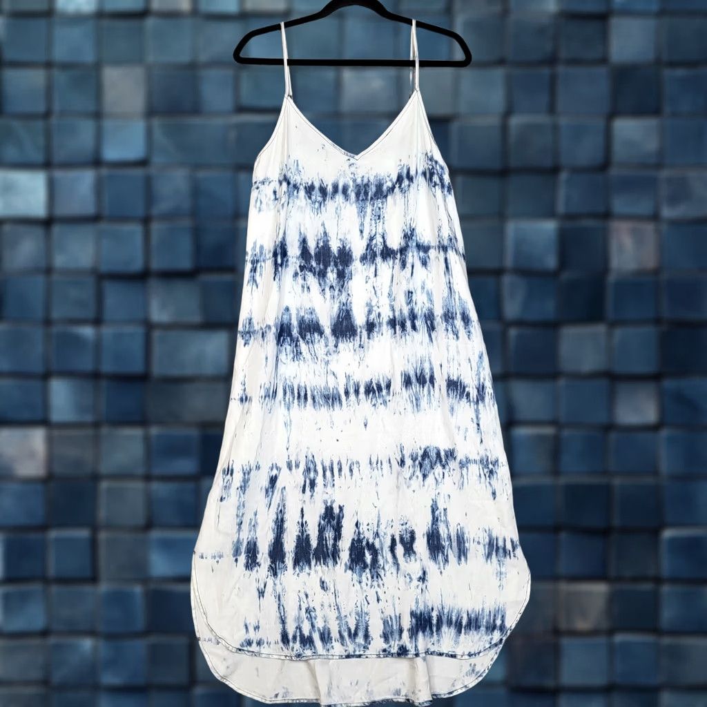 Vintage JAK & RAE Womens bella blue Tie-dye V-neck Low-high Casual Dress M Size M / US 6-8 / IT 42-44 - 1 Thumbnail