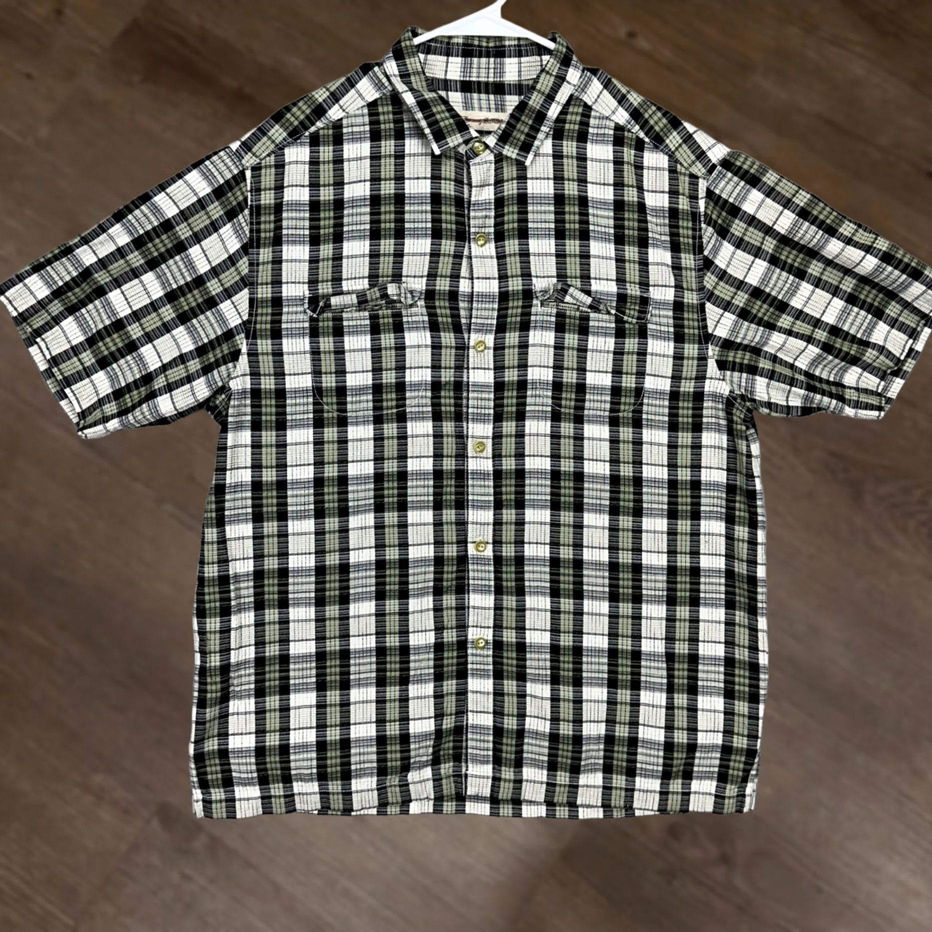 Tommy Bahama VINTAGE Tommy Bahama Button Up Shirt Mens Large Green White Plaid 2-Flap Pocket 100% Silk Size US L / EU 52-54 / 3 - 1 Thumbnail