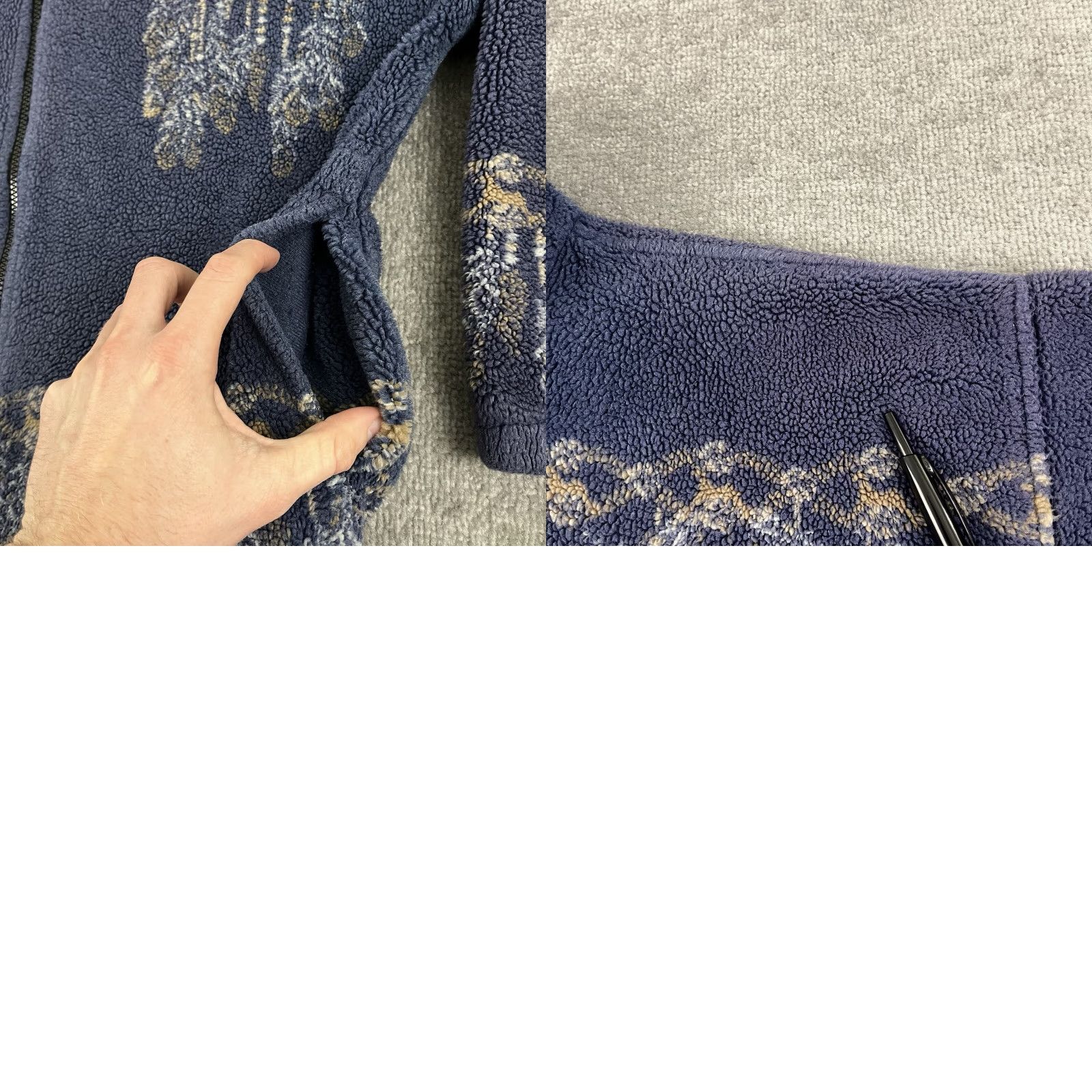 Native VINTAGE Sweater Adult Men Large Blue Fleece Wolves Native Tribal Nature Full Zip Men Size US L / EU 52-54 / 3 - 8 Thumbnail