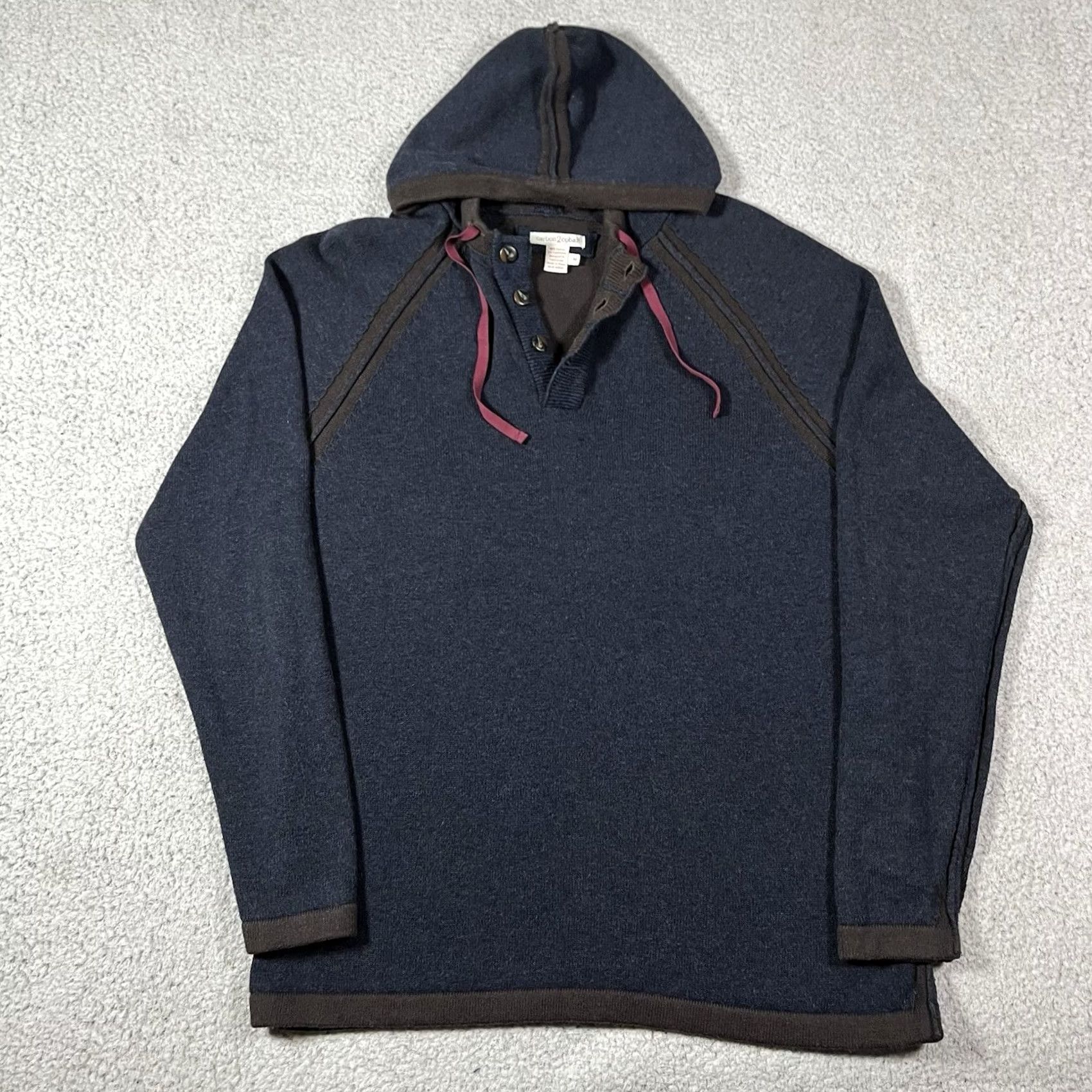 Carbon2Cobalt VINTAGE Carbon 2 Cobalt Hoodie Mens M Blue Cotton Cashmere Sweater Preppy Hiatus Raglan Size US M / EU 48-50 / 2 - 5 Thumbnail