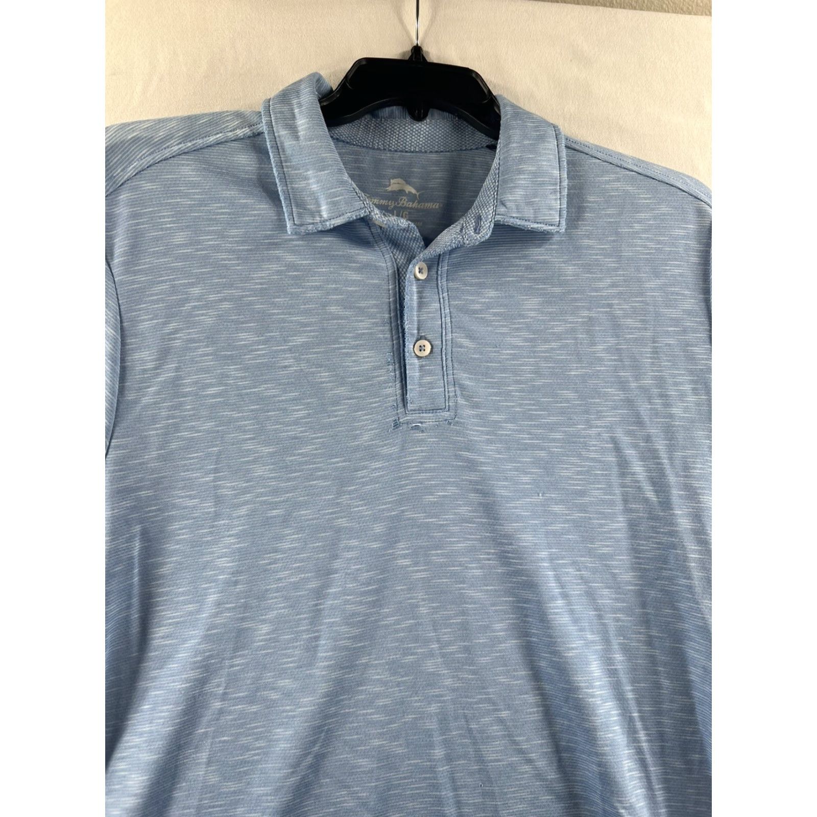 Tommy Bahama Tommy Bahama Polo Shirt Mens Large Blue Solid Cotton Island Zone Golf Casual Short Sleeve Size US L / EU 52-54 / 3 - 2 Thumbnail