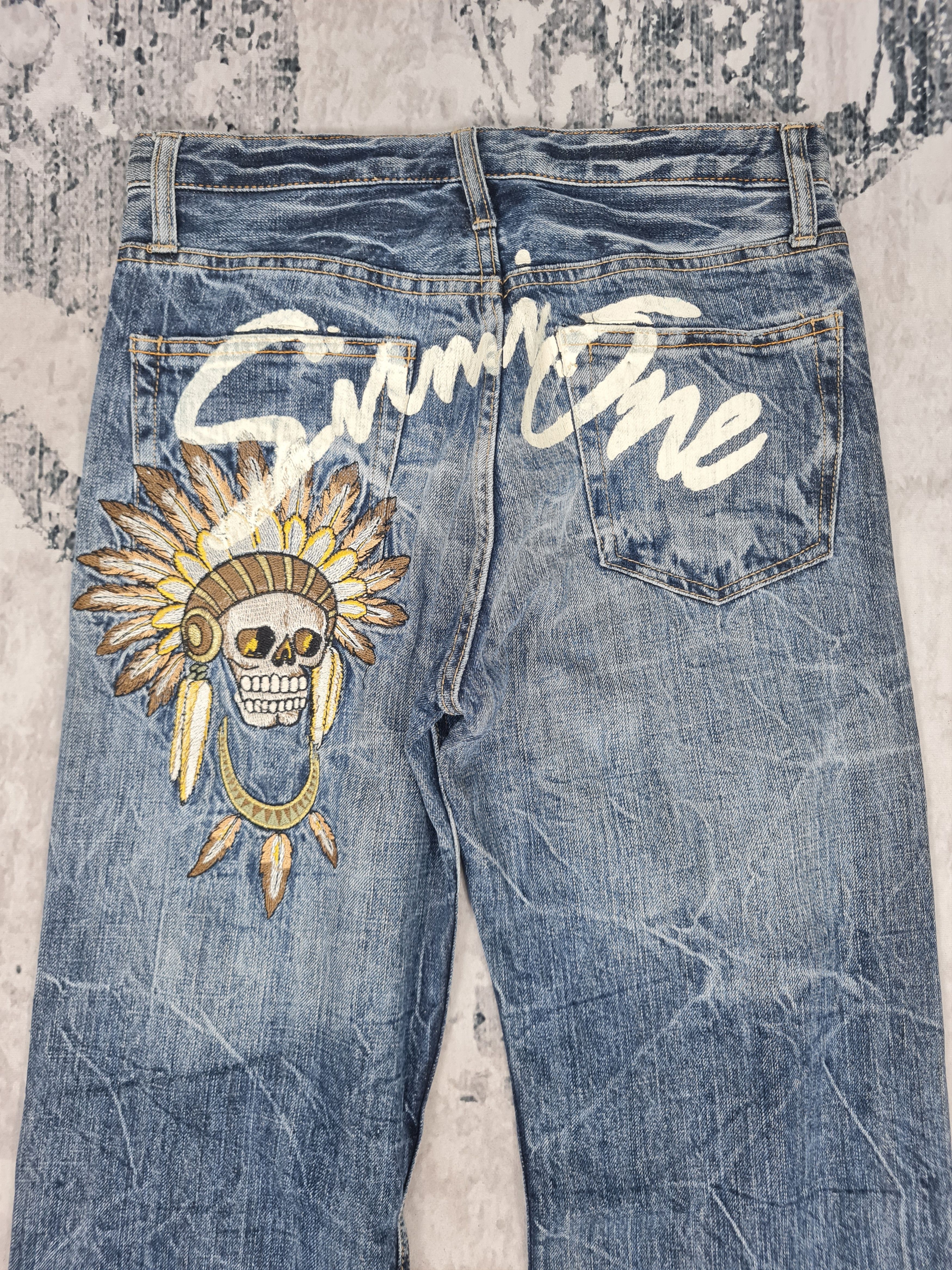 Japanese Brand Sirmione Embroider Skull Stone Wash Jeans 29x32.5 JB0160 Size US 29 - 8 Thumbnail