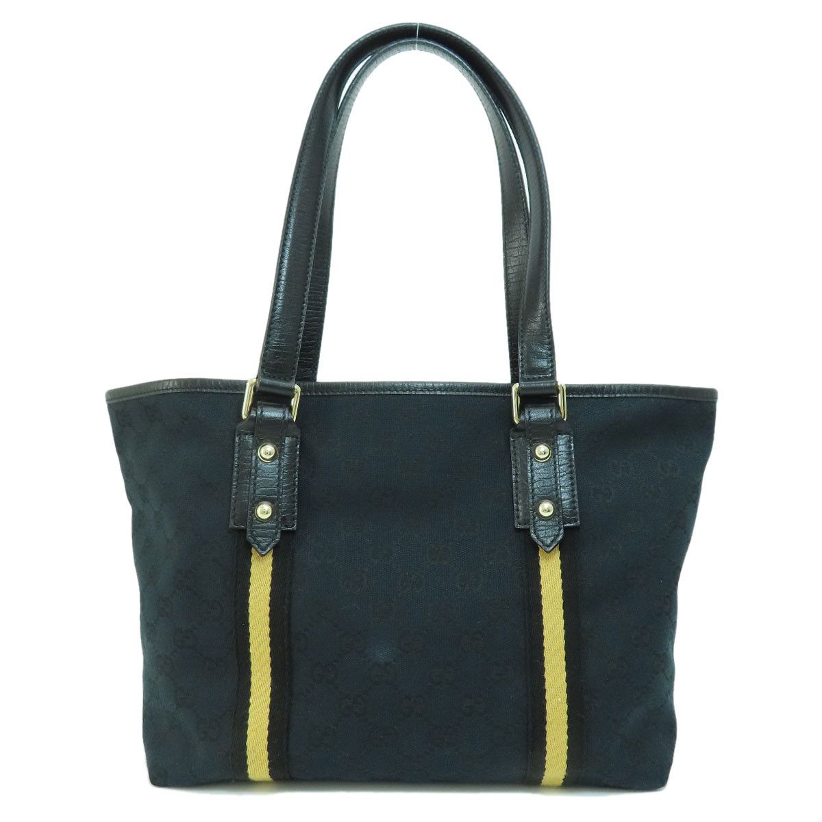 Gucci GG Handbag Canvas Black x Yellow