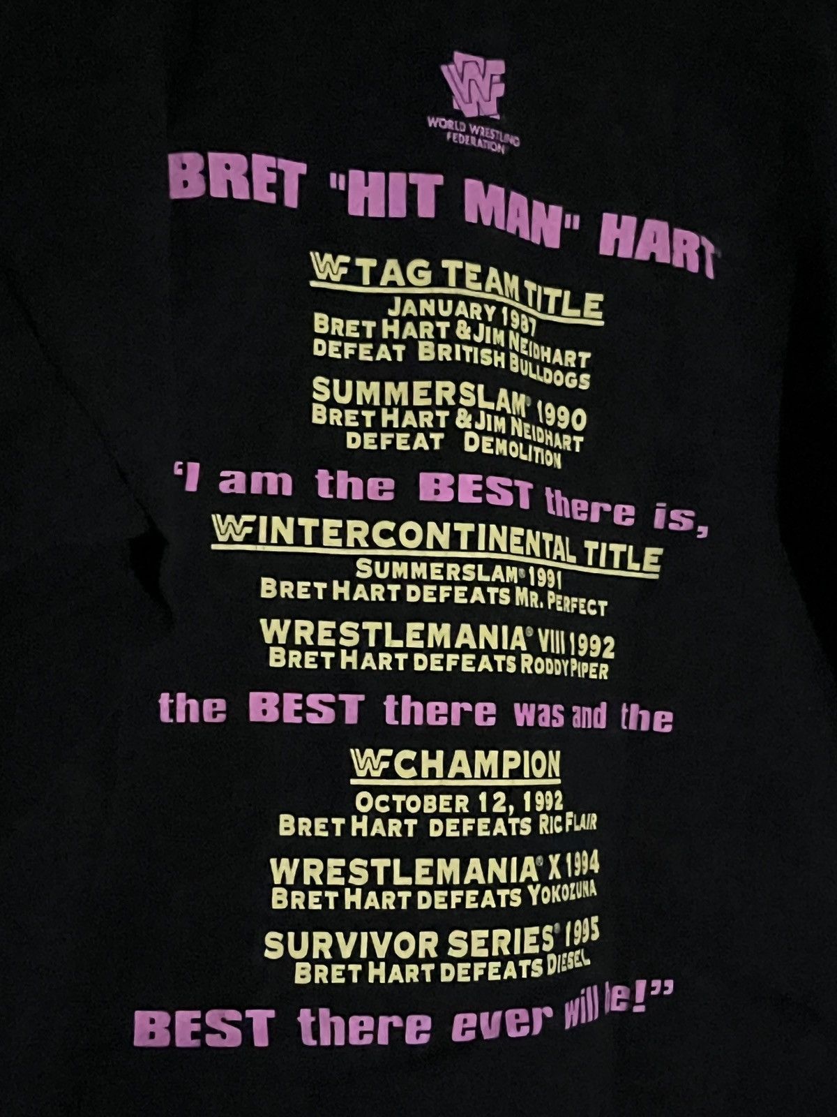 WWF 1995 Bret “Hit Man” Hart Tee - M Size US M / EU 48-50 / 2 - 8 Thumbnail