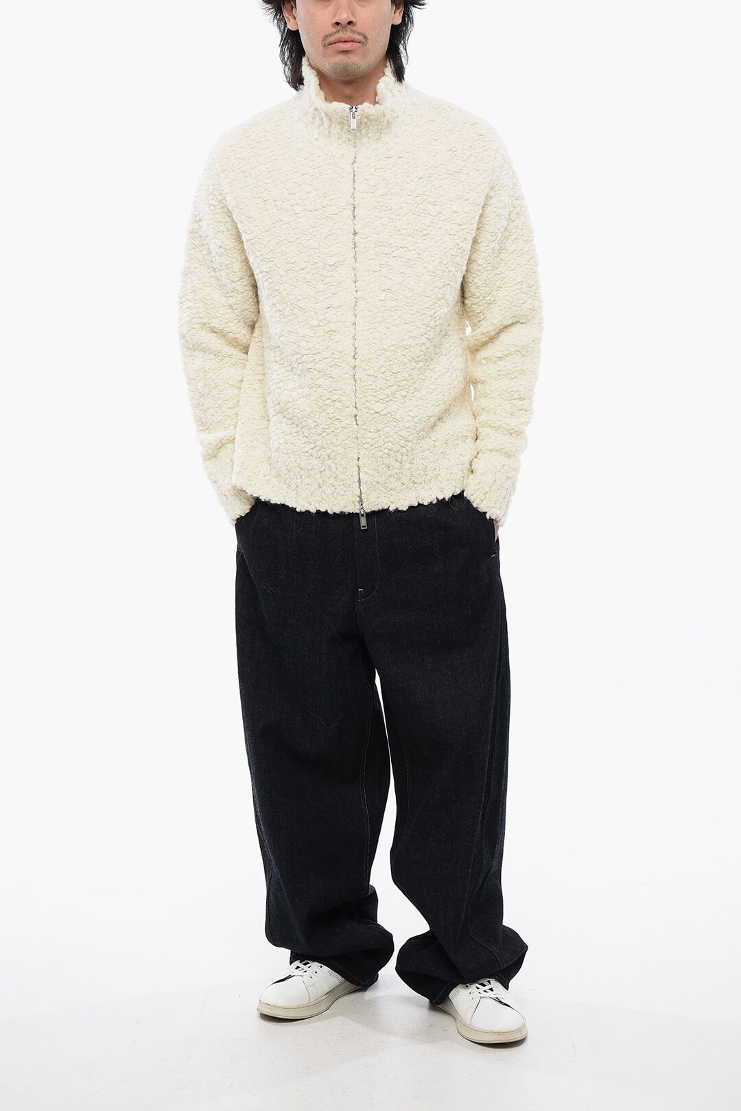 Jil Sander og1mm0625 Bouclé Wool Cardigan in Beige Size US M / EU 48-50 / 2 - 4 Thumbnail