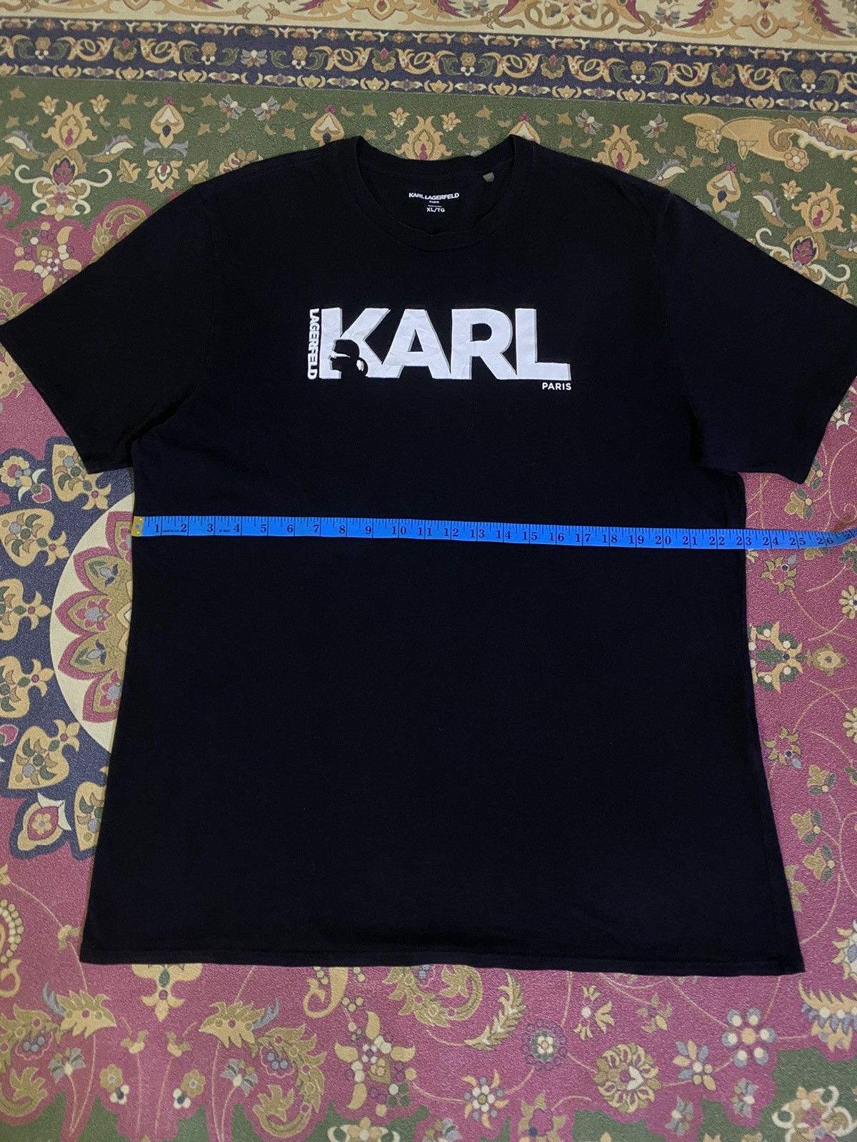 Designer KARL LAGERFELD PARIS Big Logo Spell Out T-Shirt Size US XL / EU 56 / 4 - 8 Thumbnail