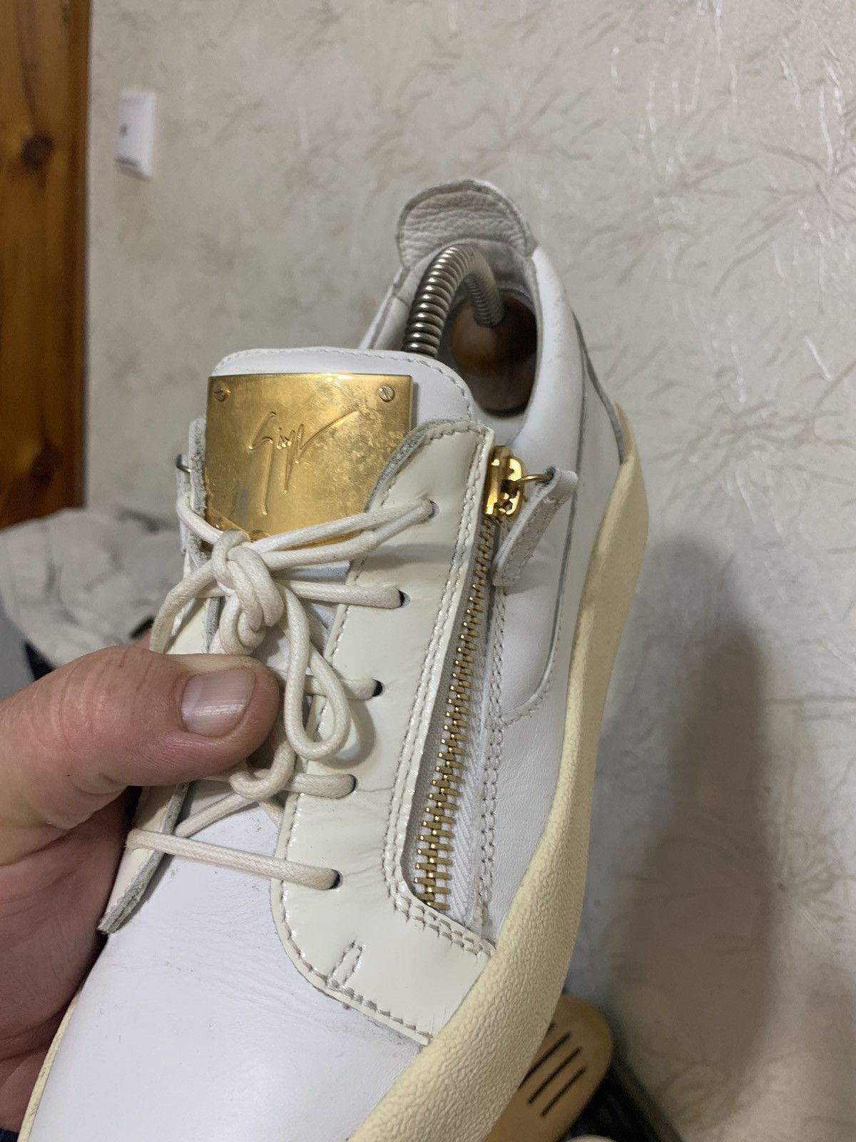 Giuseppe Zanotti Giuseppe Zanotti White Double Zip Low Top Sneakers Size US 8 / EU 41 - 10 Thumbnail