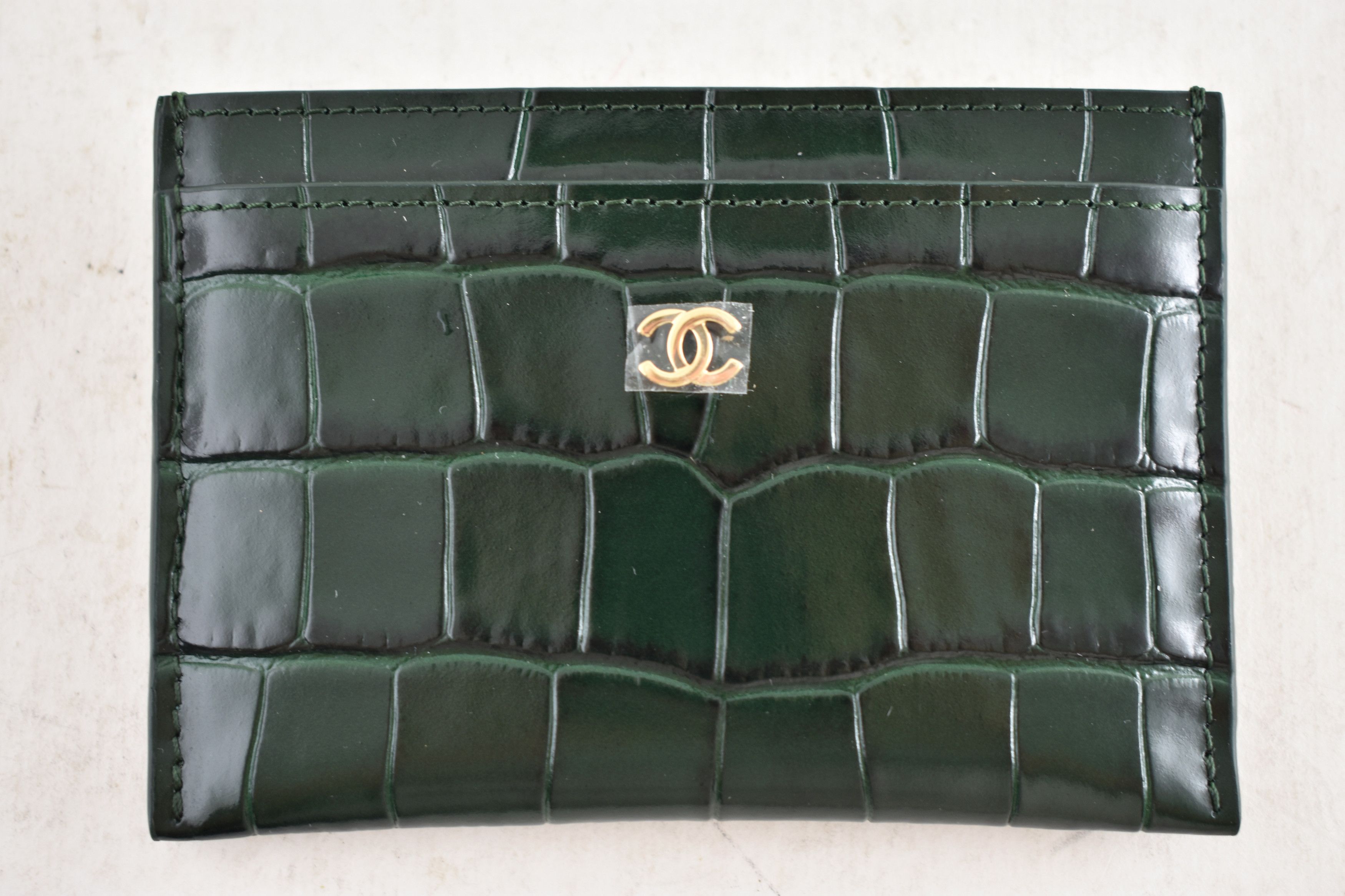Chanel 26S Emerald Crocodile Embossed Credit Card Holder Wallet Size ONE SIZE - 6 Thumbnail