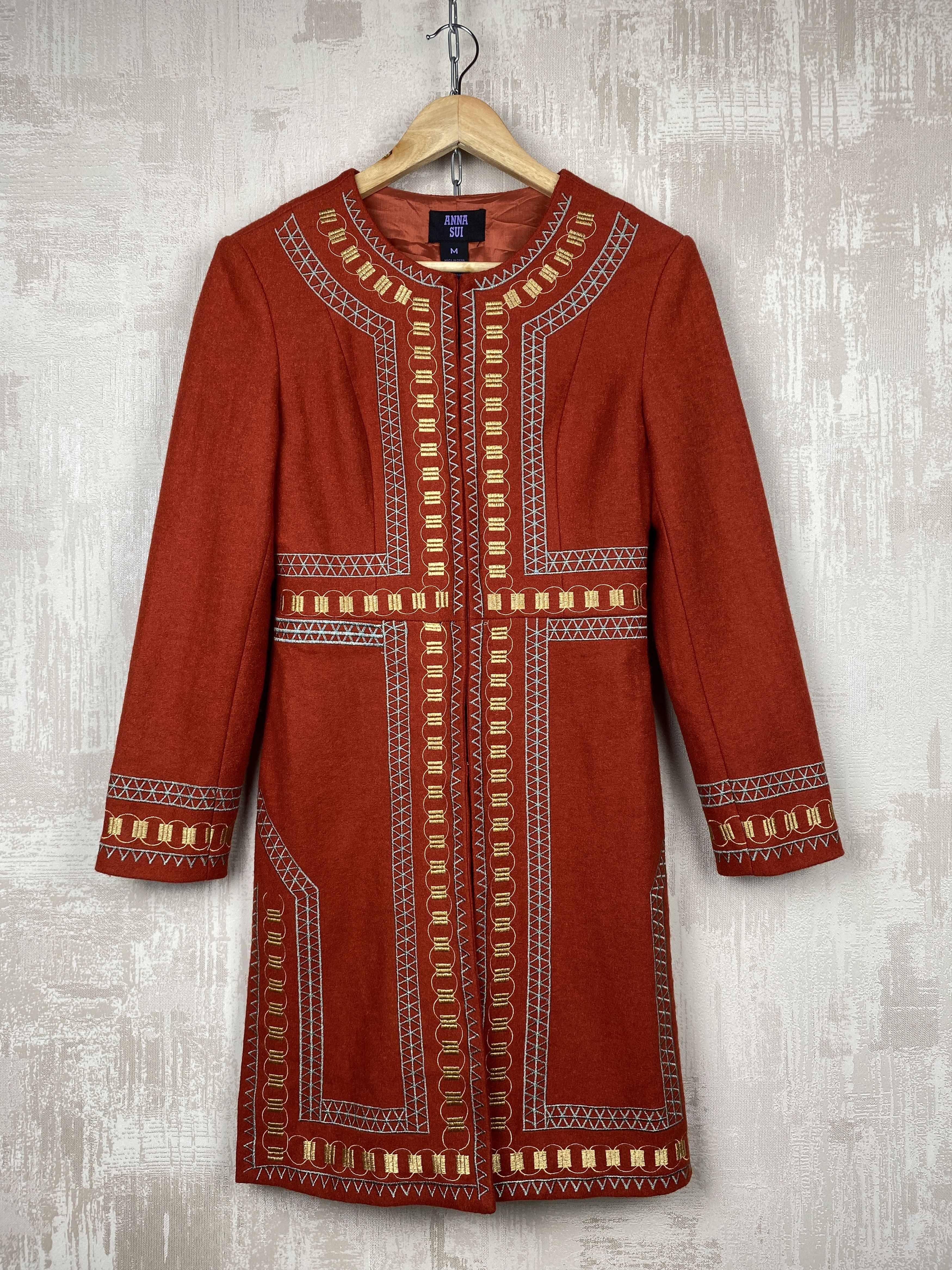 Anna Sui Anna Sui Wool Orange Bohemian Embroidered Details Coat Size M / US 6-8 / IT 42-44 - 5 Thumbnail