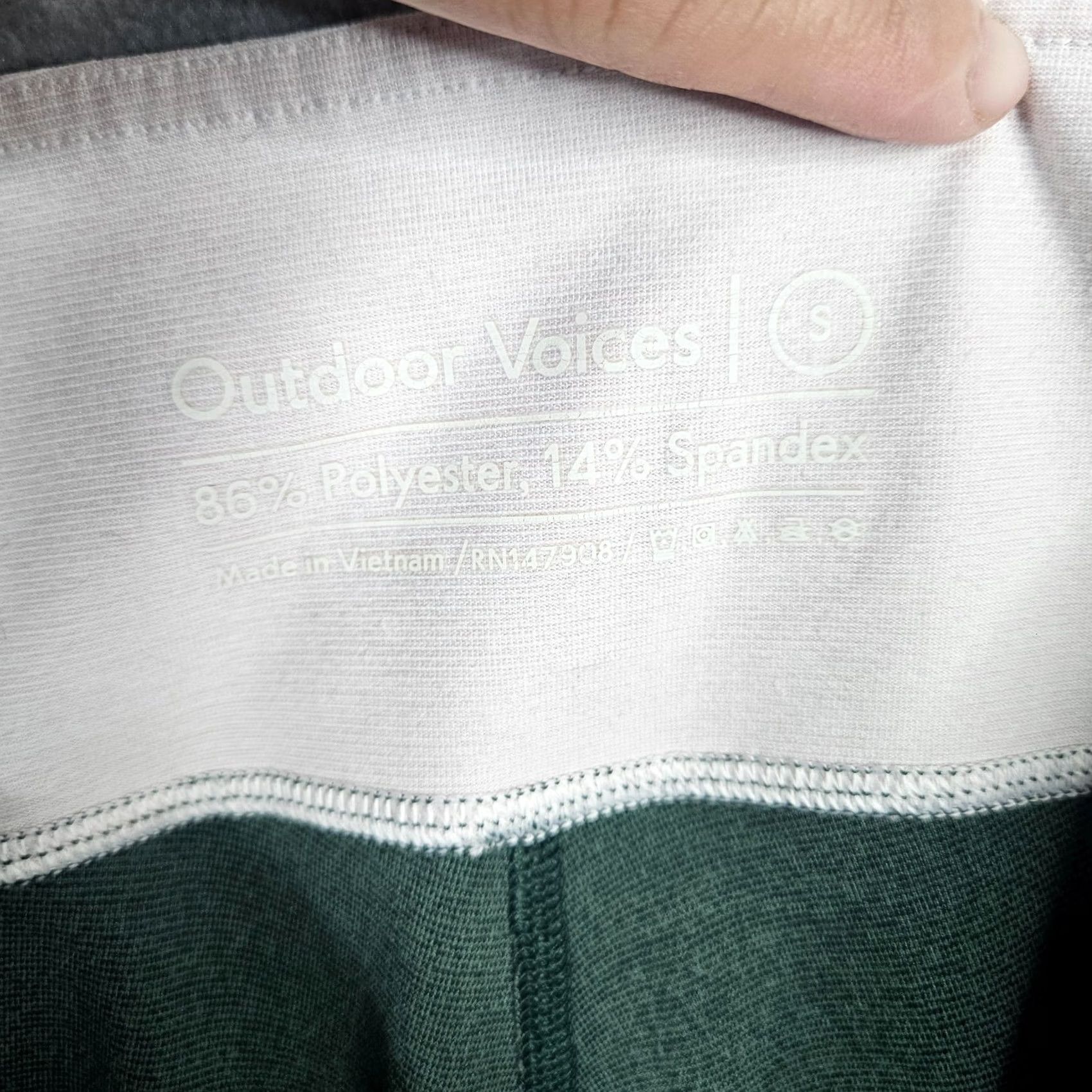 Outdoor Voices Outdoor Voices Leggings Women's S Green White Colorblock 7/8 Activewear Pants Regular Slim Waist Adjustable Multicolor Sports Women Size 28" / US 6 / IT 42 - 5 Thumbnail