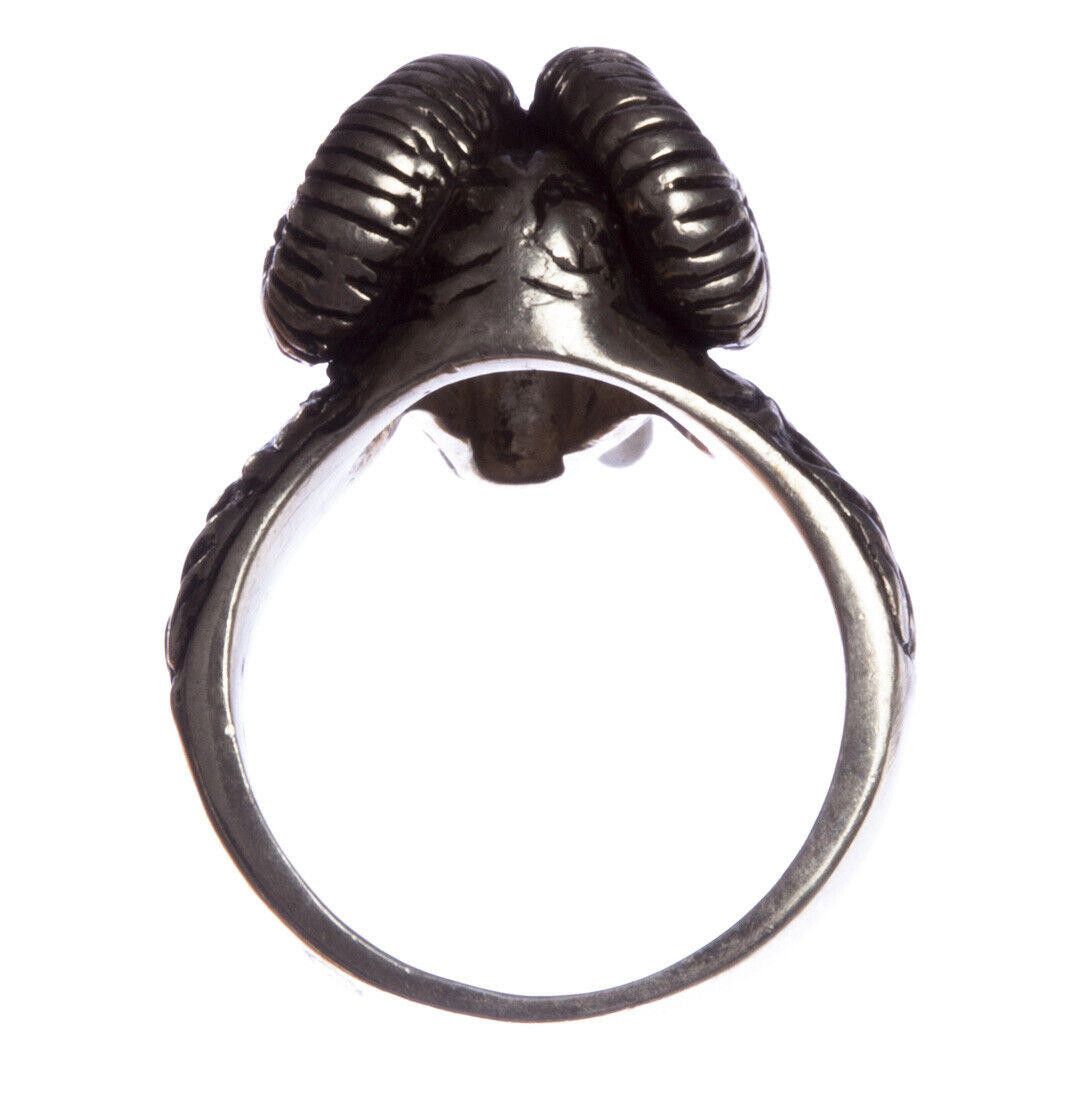 Designer Sterling Ram Head Ring with Antique Finish Alberto Juan Size ONE SIZE - 2 Thumbnail